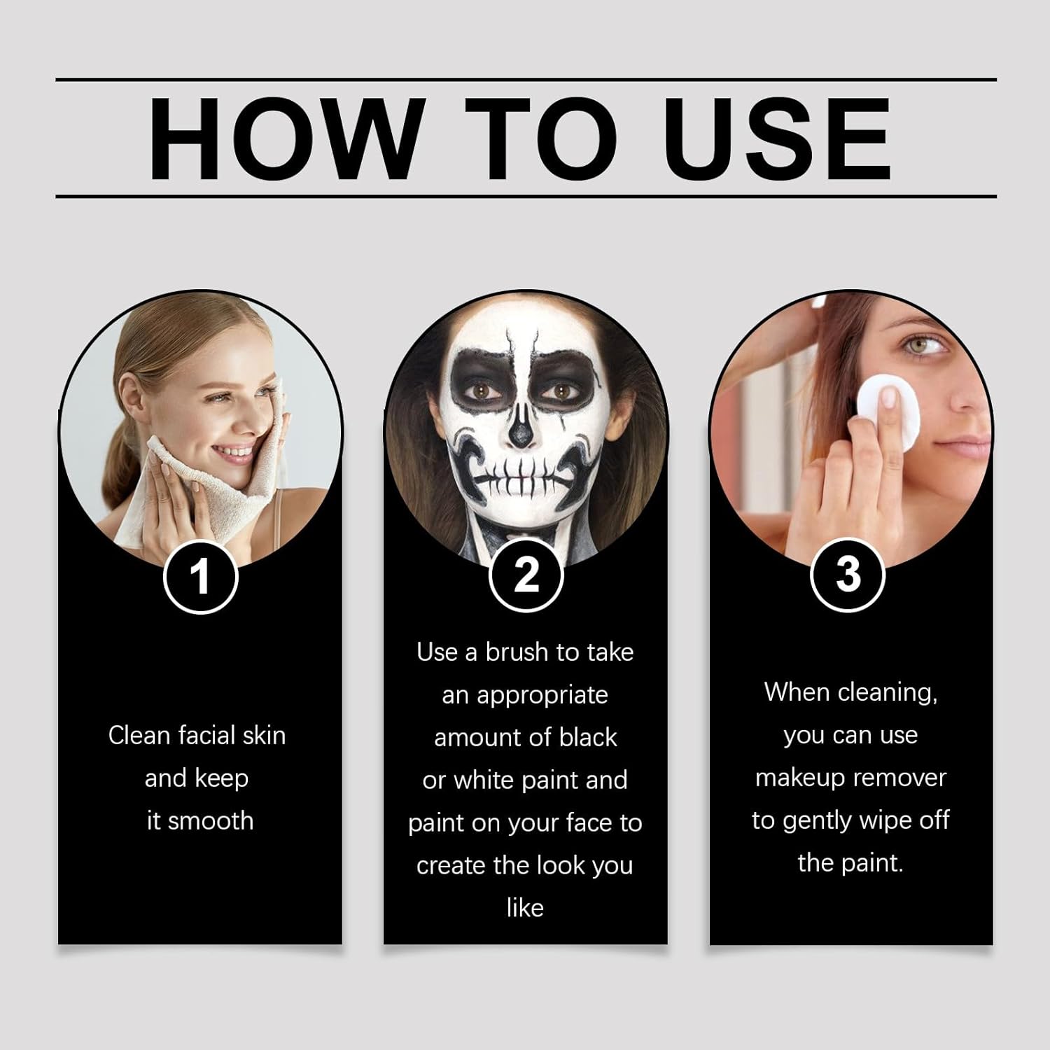 Black and White Halloween Face and Body Paint Set