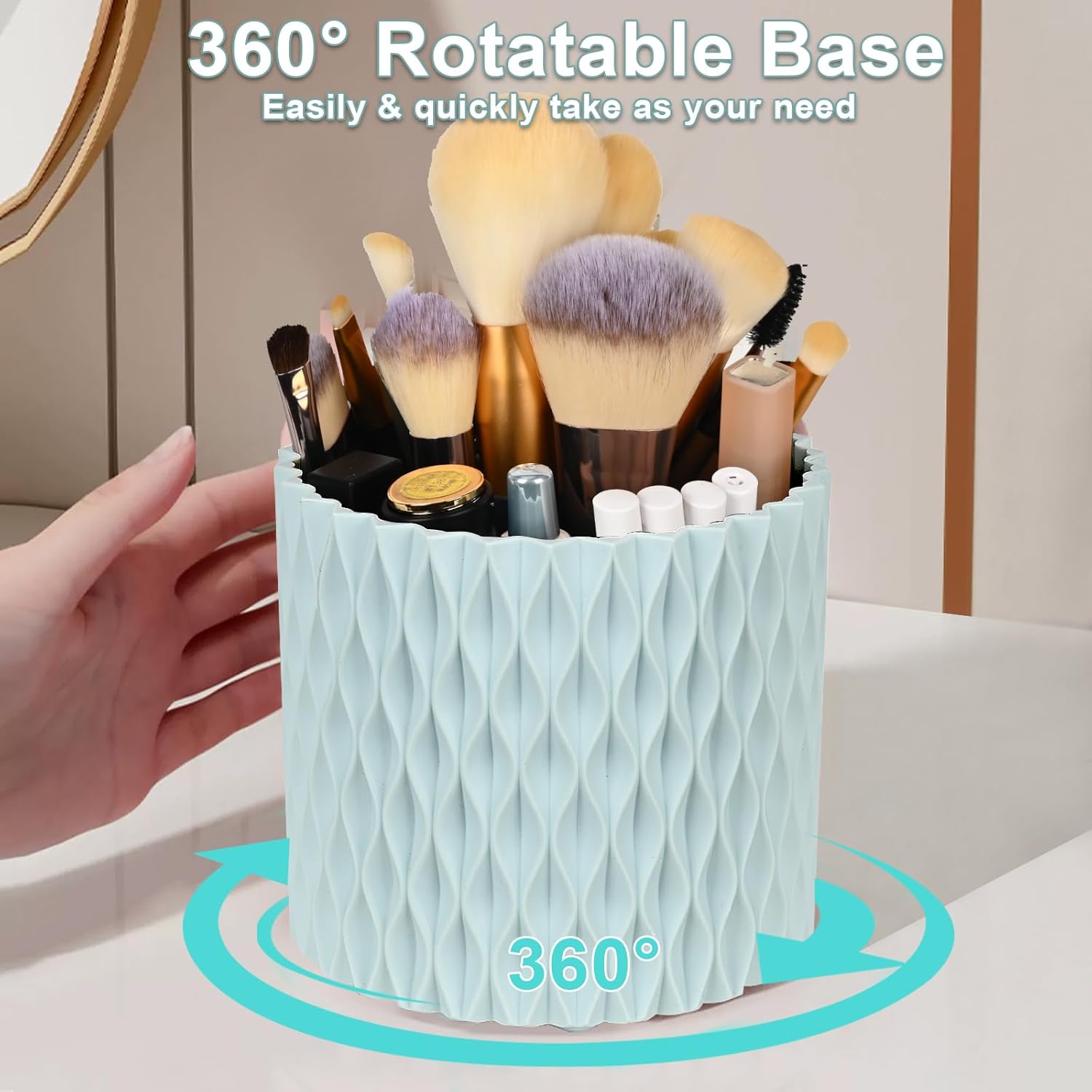 WAFJAMF Makeup Brush Holder 360 Rotating