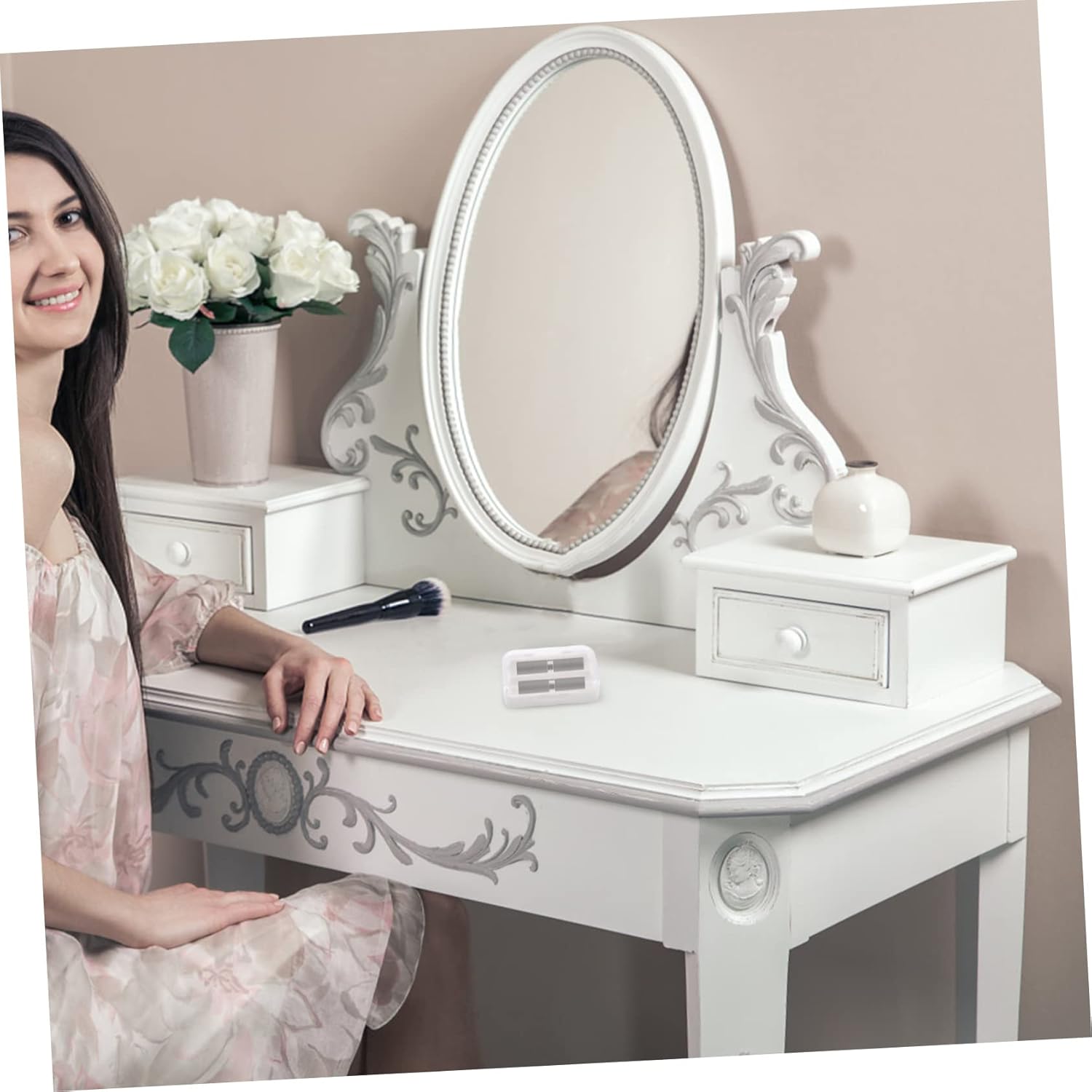 Ipetboom Large Cosmetic Storage Box with Mirror