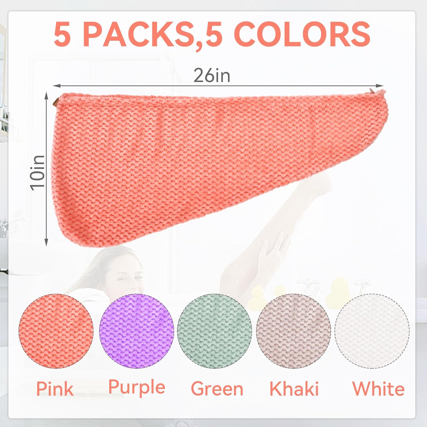 5-Pack Microfiber Hair Towel Wrap for Women 1