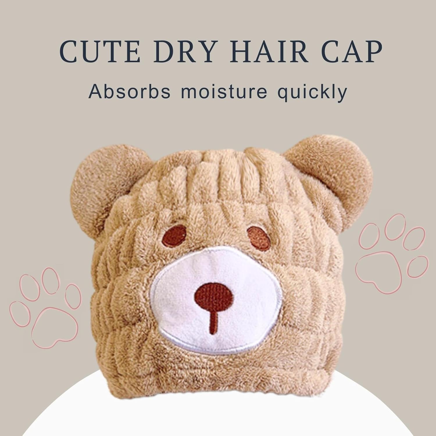 LCBD Microfiber Hair Towel Wrap for Kids - Brown Bear Design