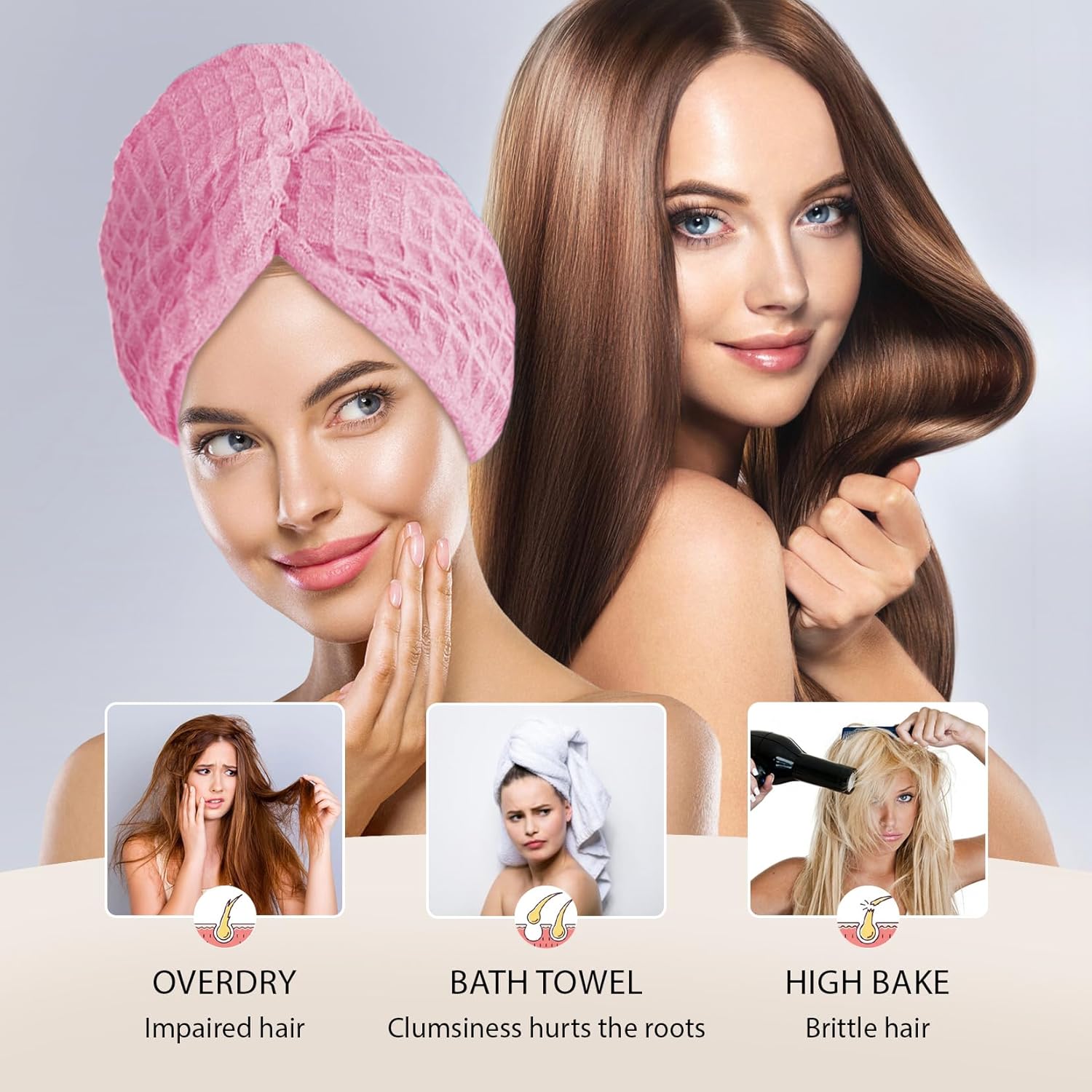 MaopaoBeauty Microfiber Waffle Hair Towel for Women Girls