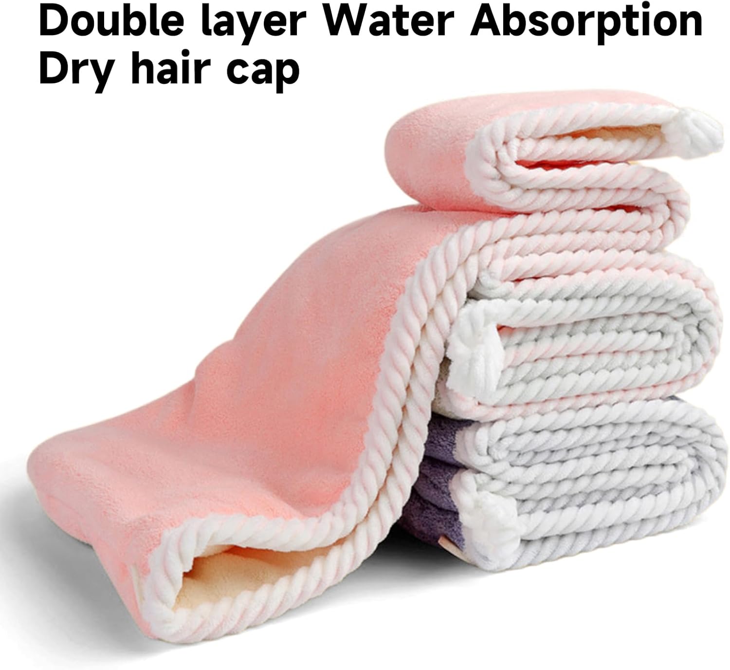 XPZKAIYUE Microfiber Hair Towel Wrap for Women and Kids Pink White