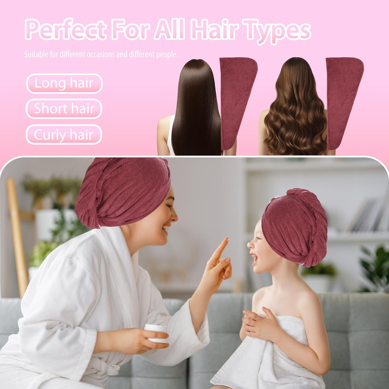 Houldhowd Microfiber Hair Towel 3 Pack