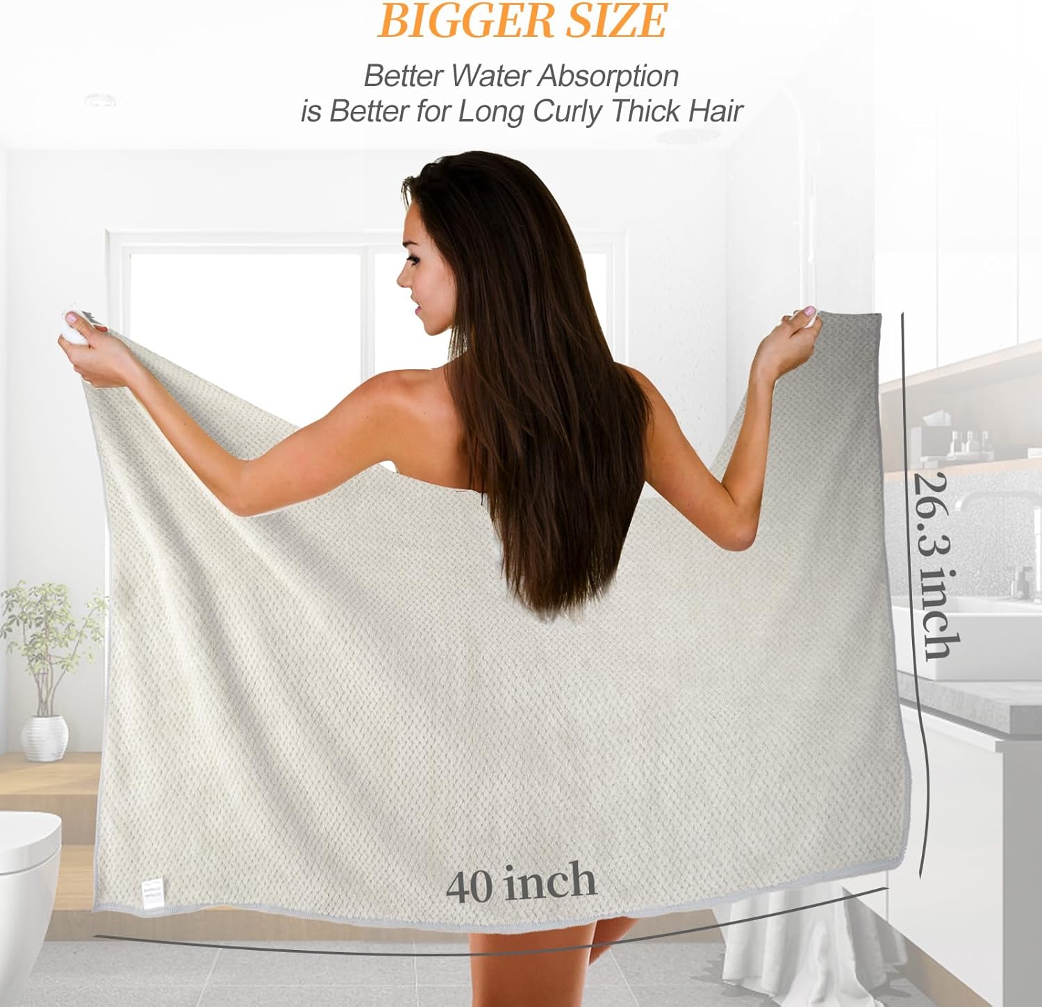 Oerbios Large Microfiber Hair Towel Wrap with Elastic Strap
