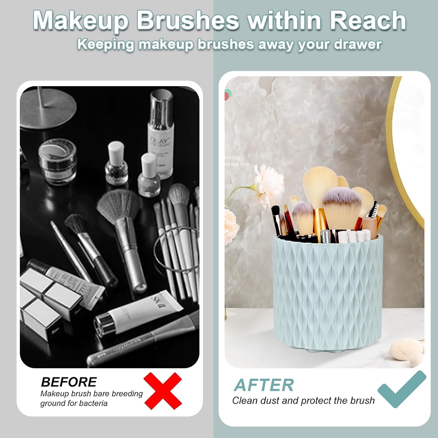 WAFJAMF Makeup Brush Holder 360 Rotating