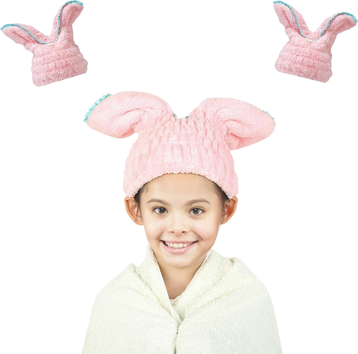 Kids Hair Towel Wrap Cartoon Rabbit Design Faster Drying