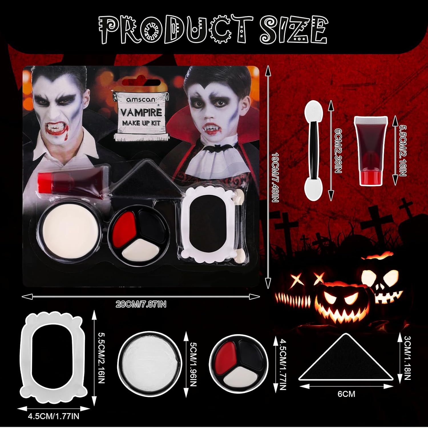 SOMGKIN Halloween Body Paint Set with Vampire Teeth and Fake Blood
