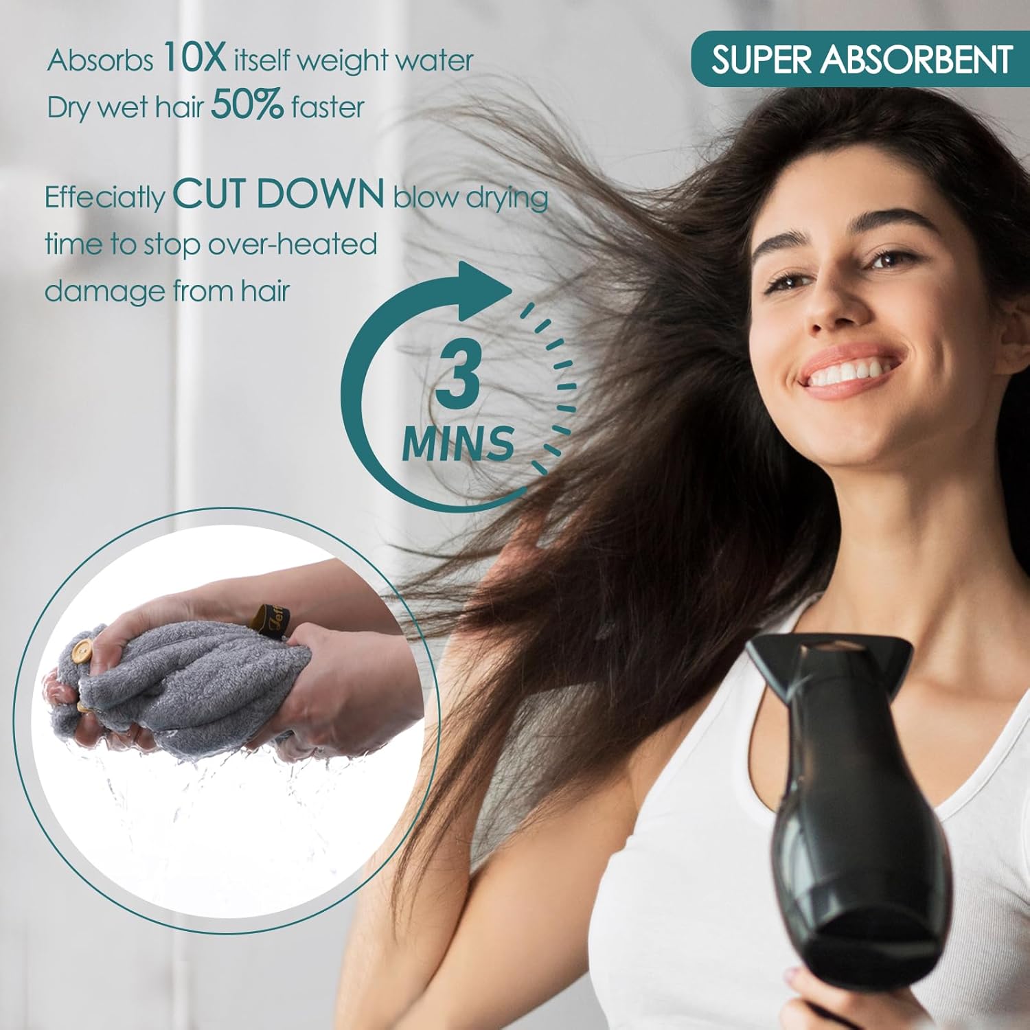 JEFFSUN Hair Towel Wrap 2 Pack for Curly Thick Frizzy Hair