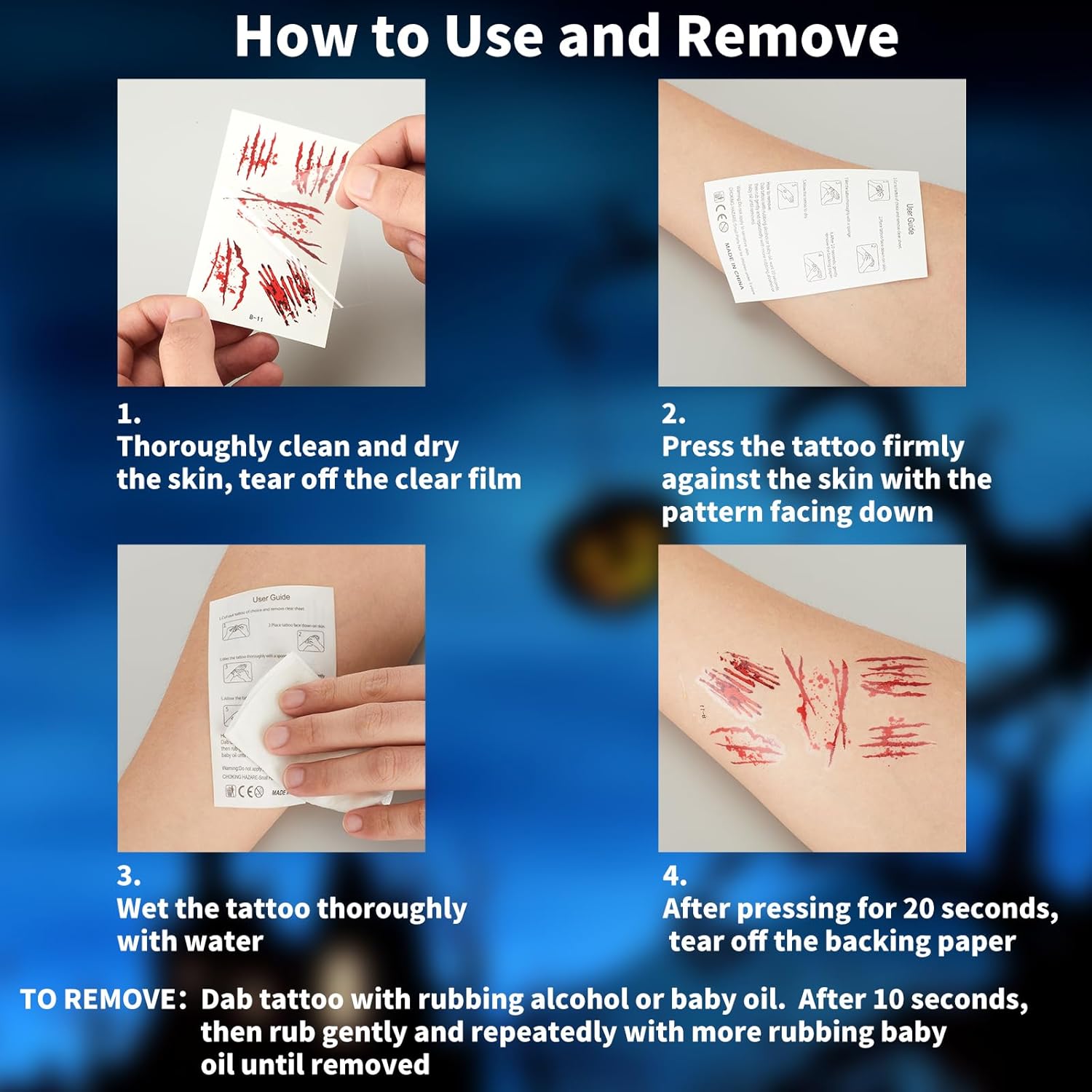 TsuperU Halloween Scar Tattoos Fake Wounds Sticker