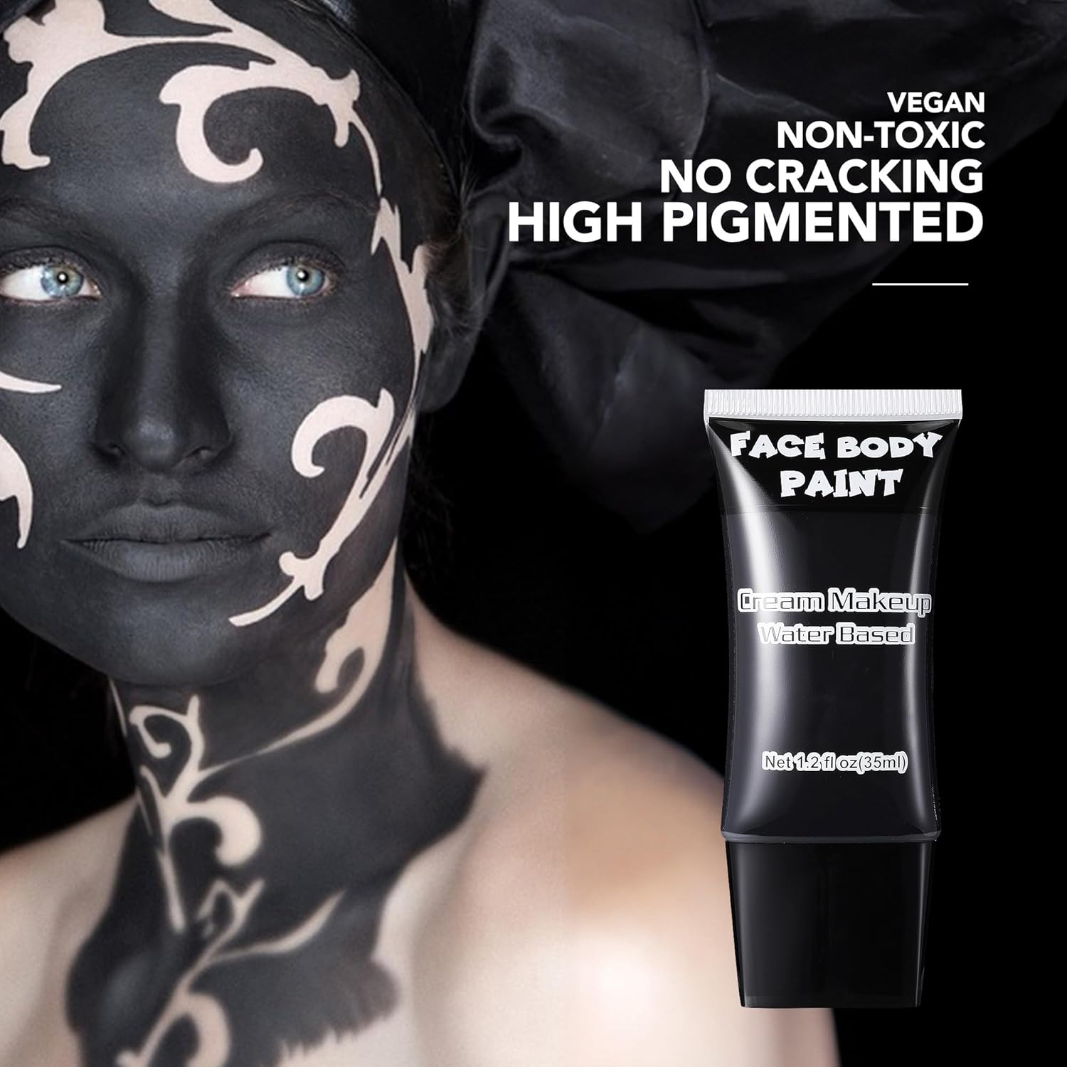 Wismee Black Face Paint 12 Fl Oz Halloween Makeup Kit