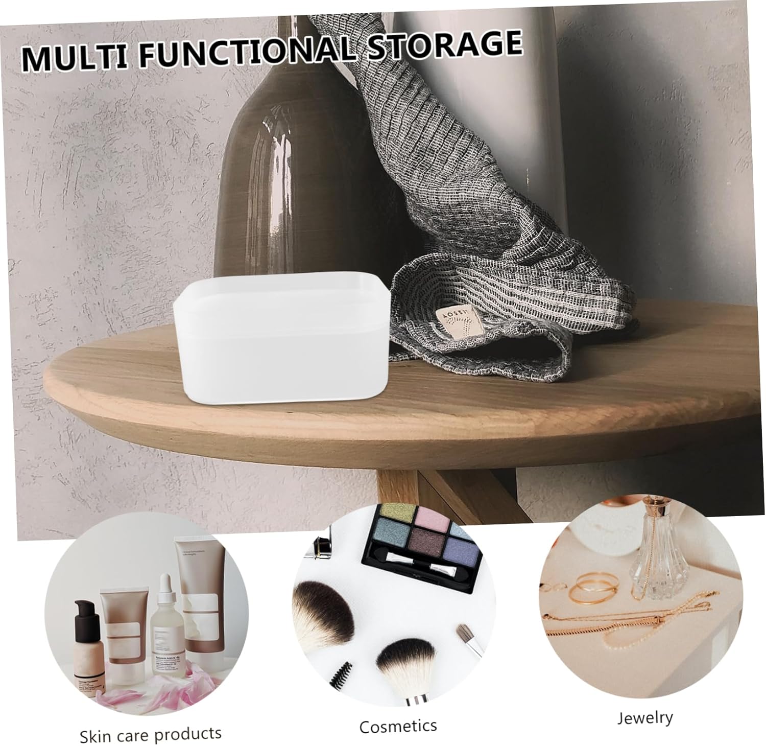 1pc Transparent Makeup Storage Box for Desktop Use