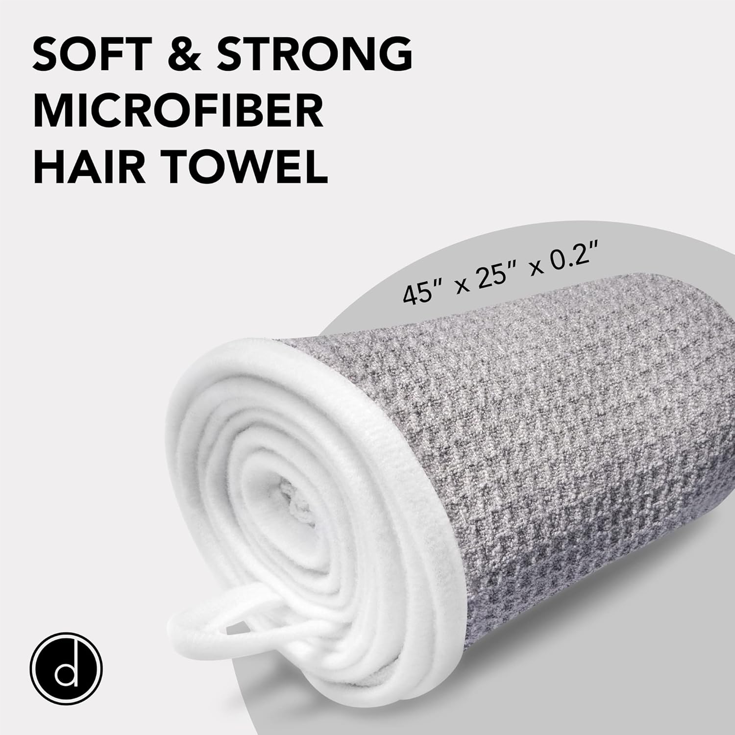 Extra Large Microfiber Hair Wrap - Quick Dry Anti-Frizz Grey