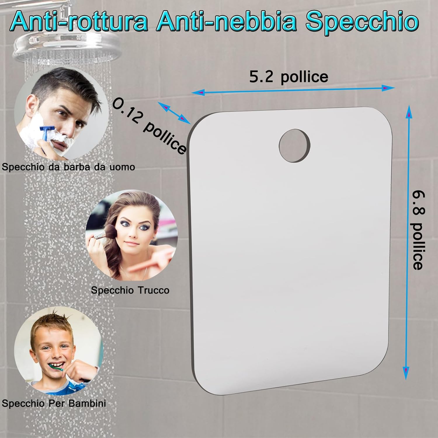 Fog Free Shower Mirror with Sticky Hook 1