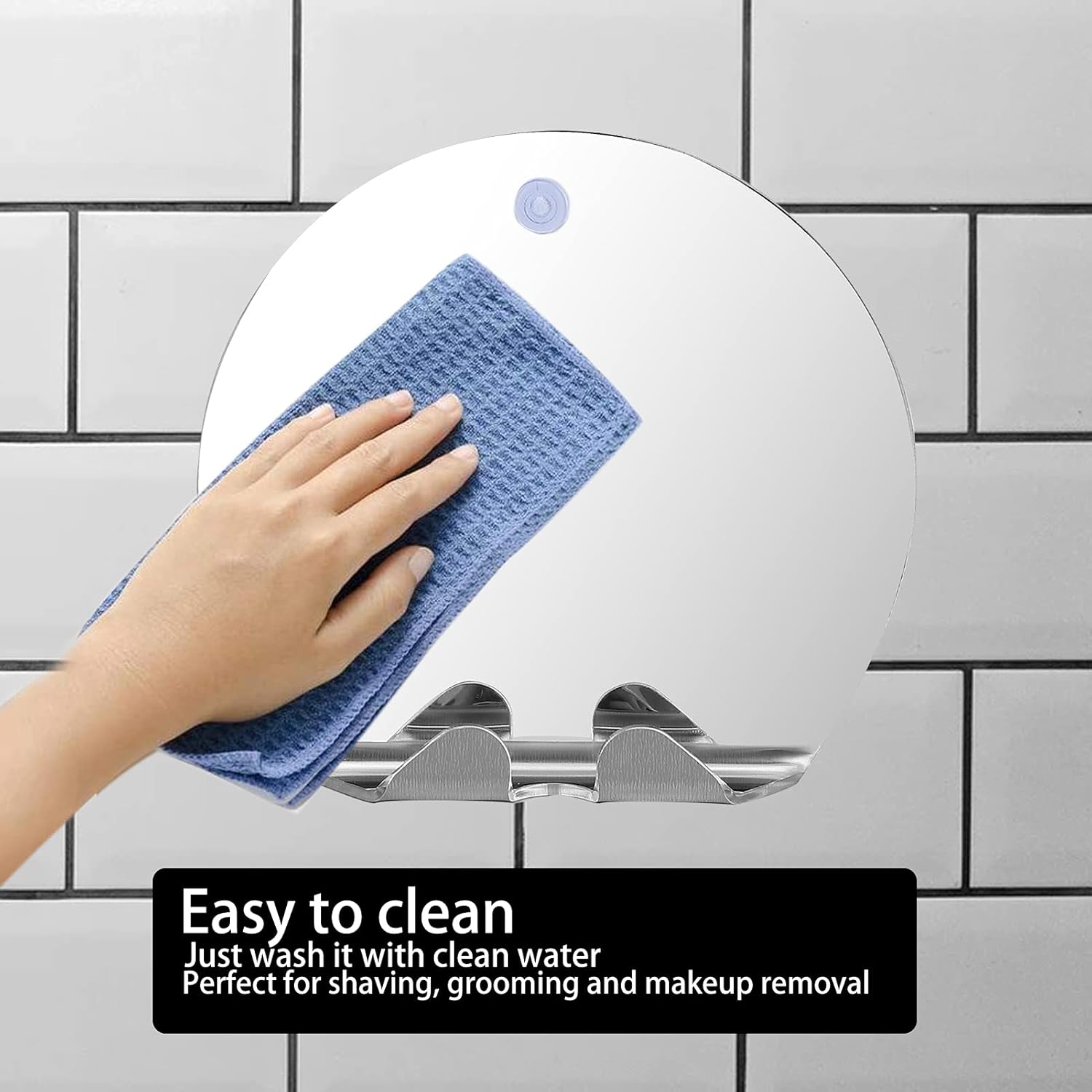 Fogless Round Shower Mirror with Suction Hook