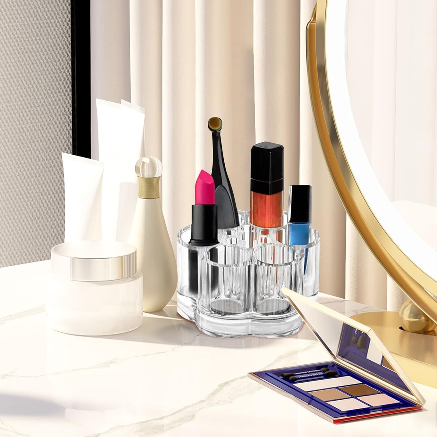 YIWULA Lipstick Holder 6-Hole Cosmetic Organizer