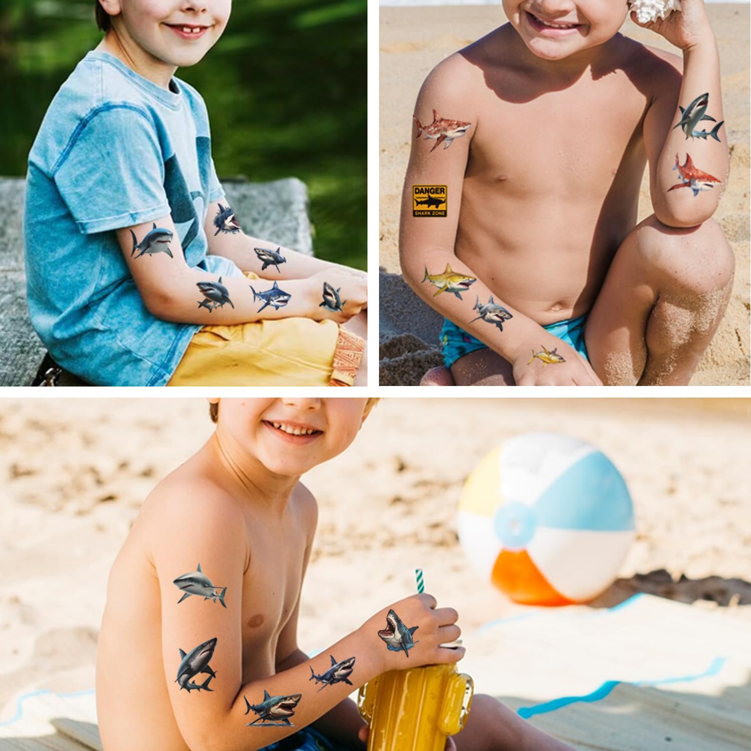 JoyfulGlam Shark Temporary Tattoo Stickers for Kids