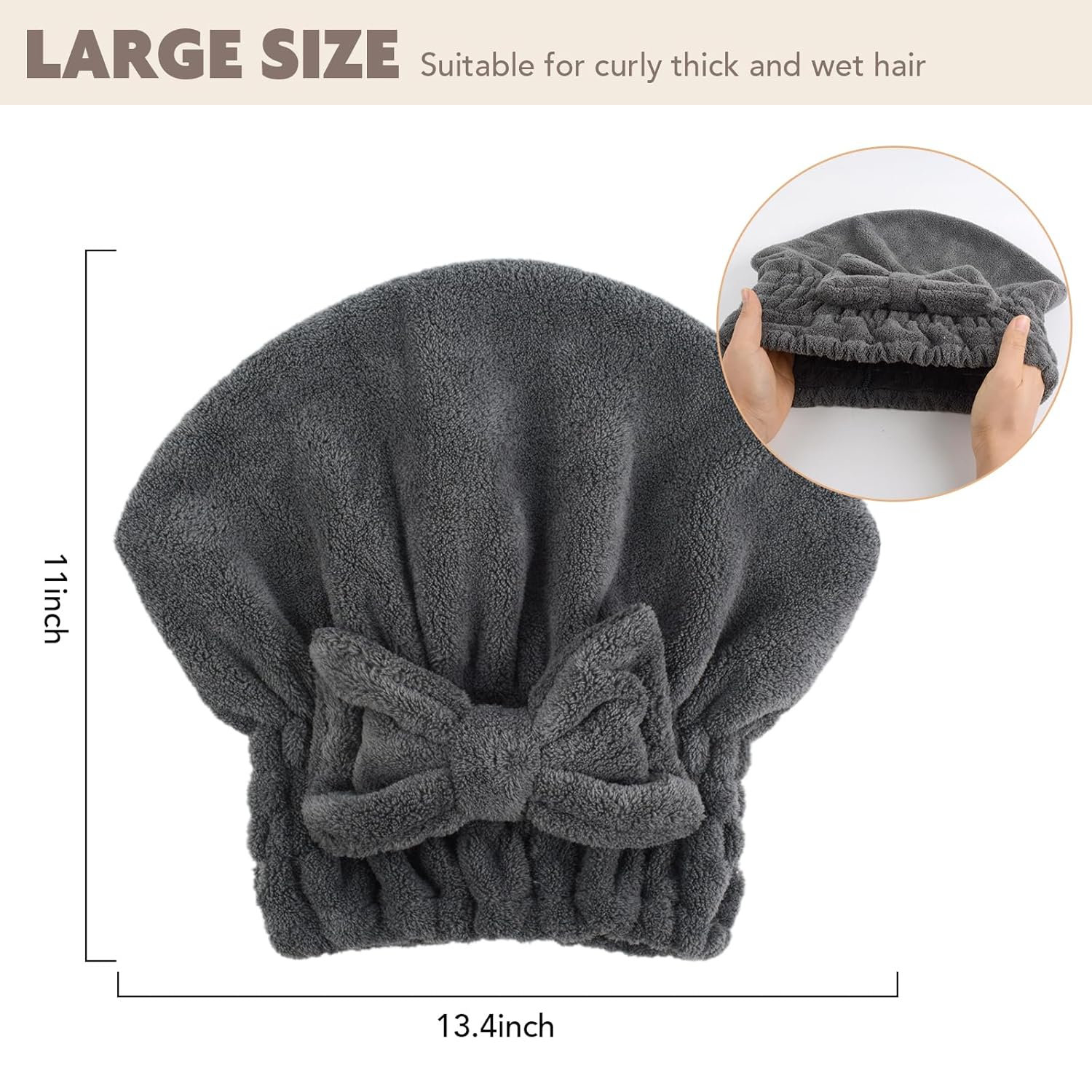 SUNLAND 2 Pack Large Microfiber Hair Drying Caps