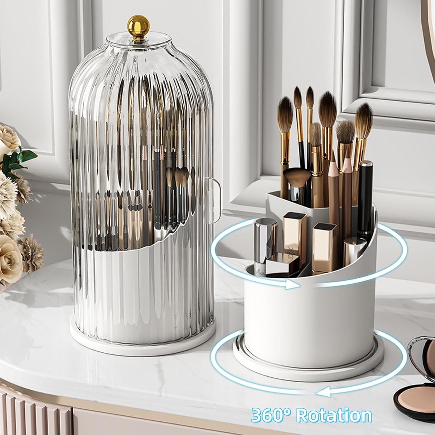 Concealed Toothbrush Holder with Sliding Lid and 360 Rotating Design