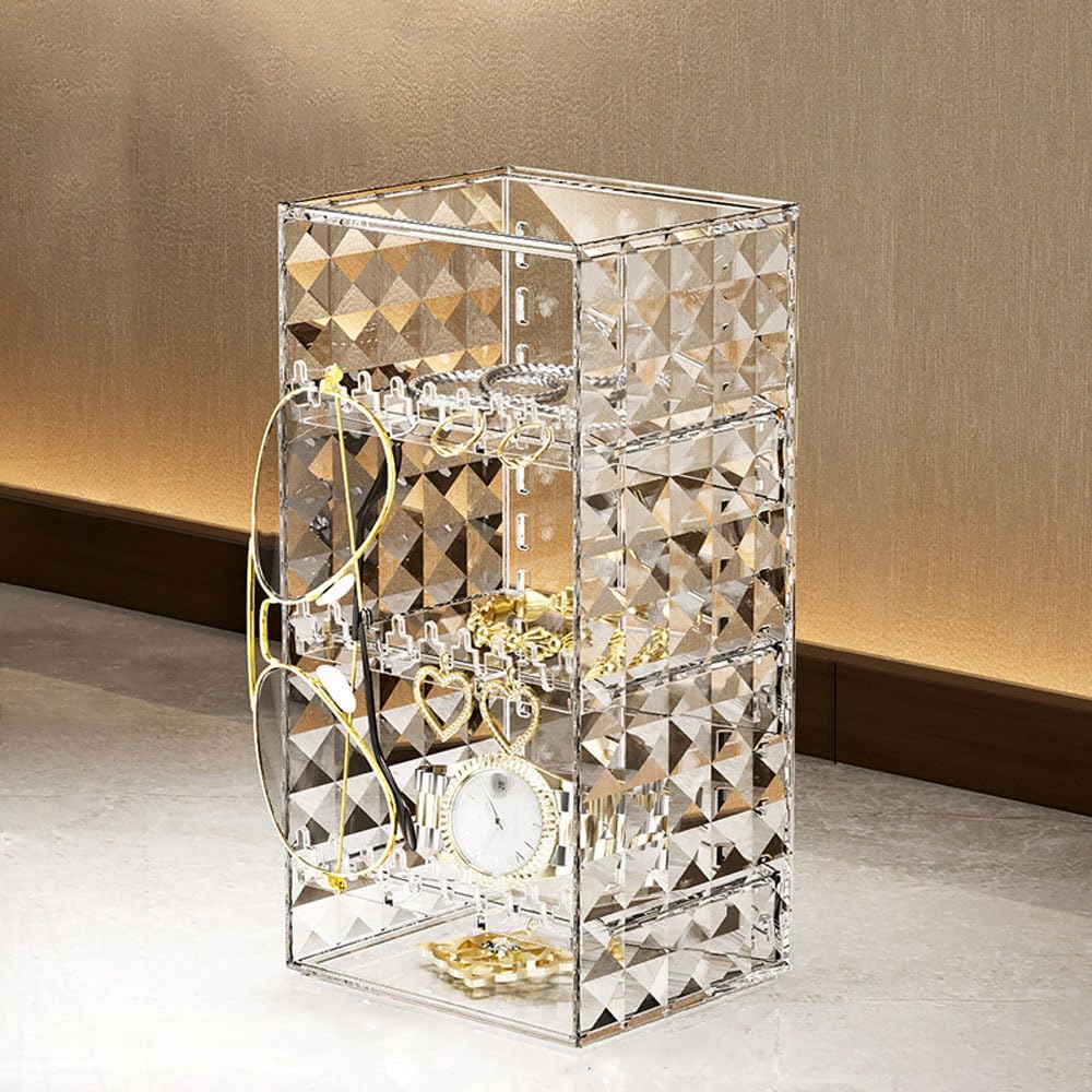 Himilucky Jewelry Organizer with 3 Shelves and Hooks 1