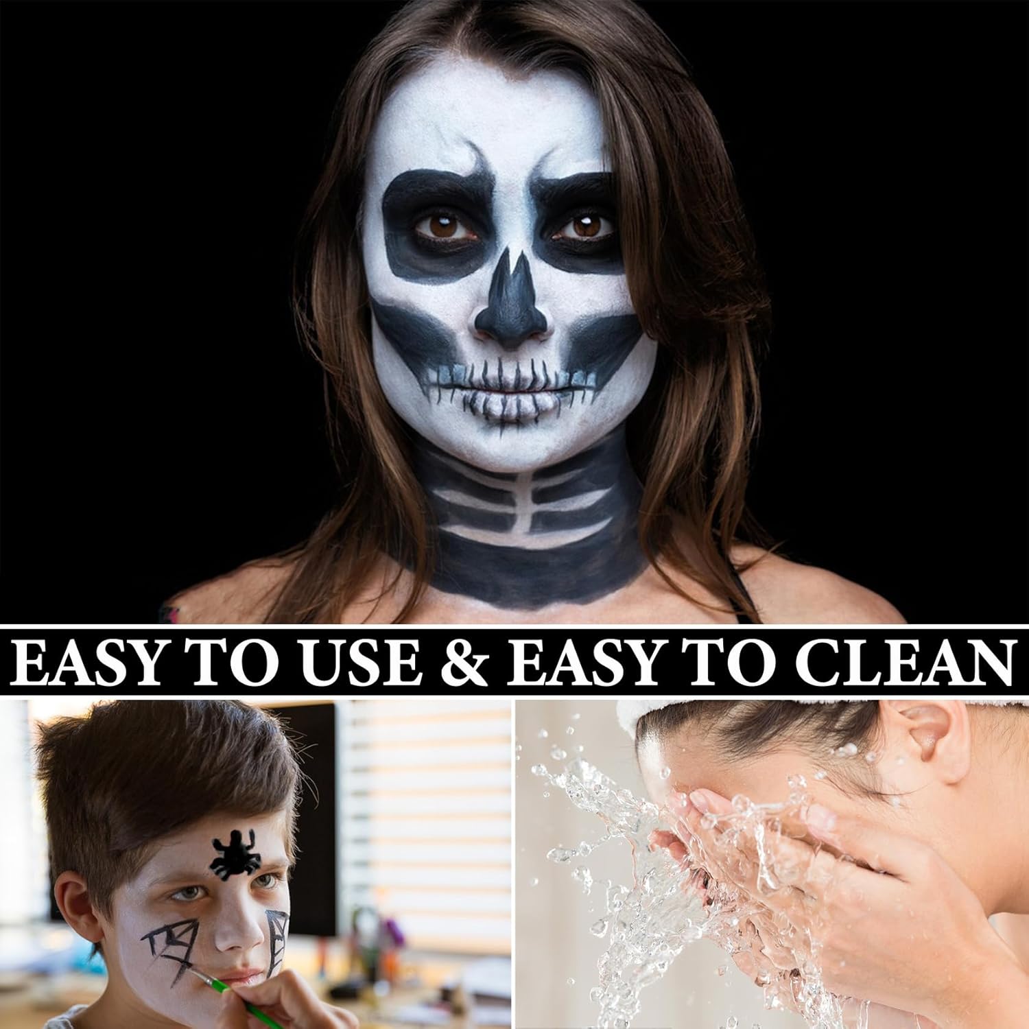 Halloween Face Paint Kit Black White Body Paint SFX Makeup