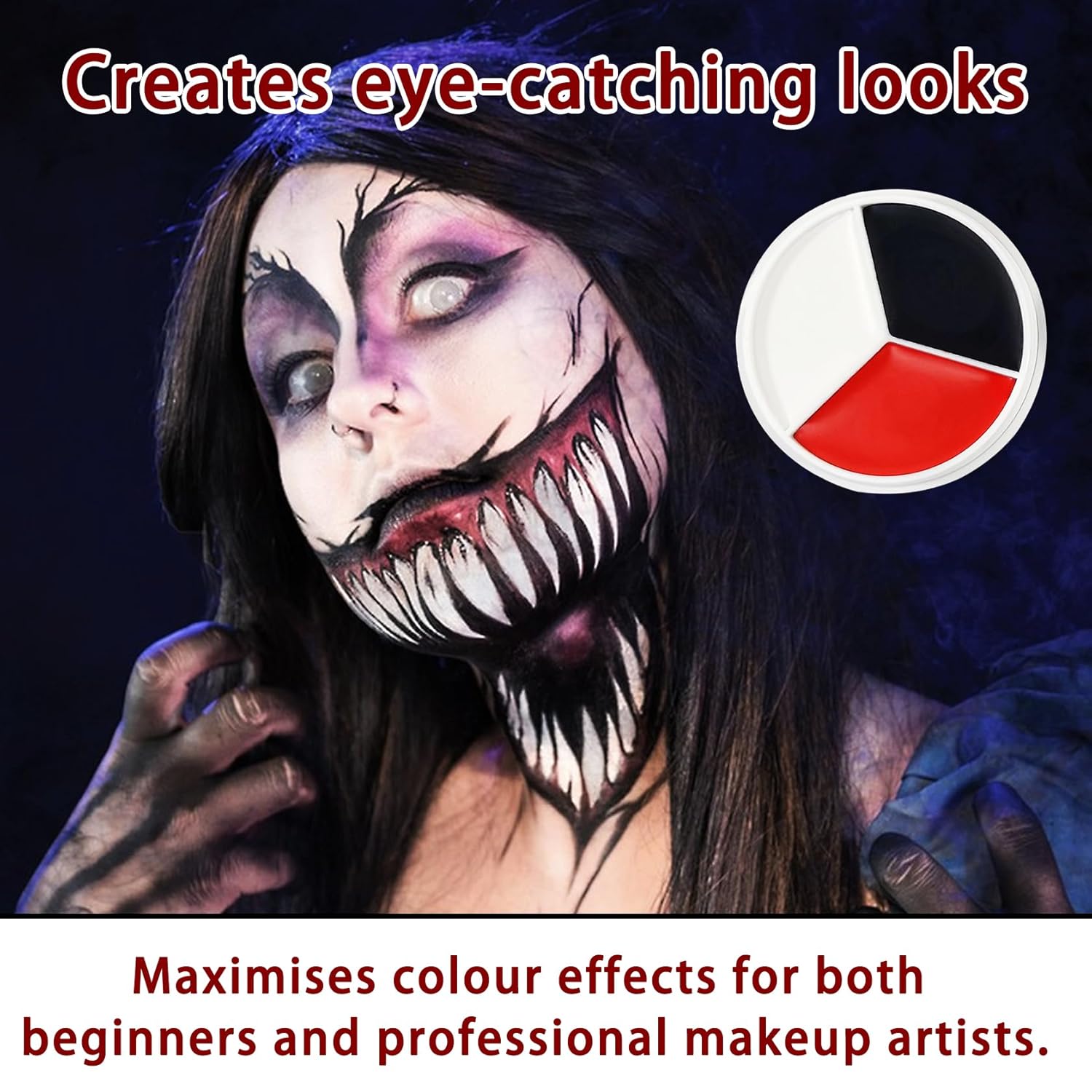 Clown Face Paint Kit - Black White Red