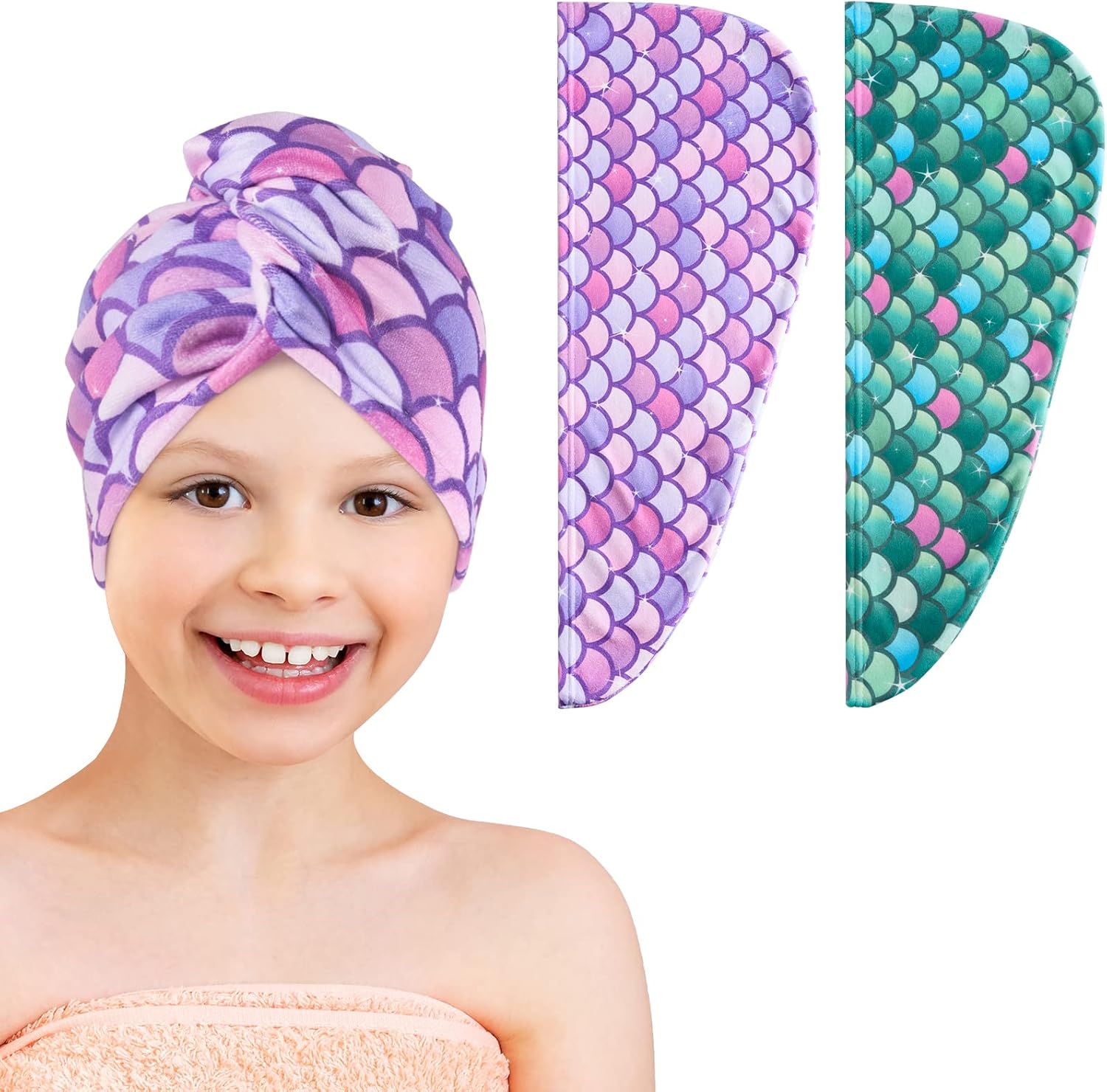 WAWSAM 2 Pack Unicorn Hair Drying Towels for Kids