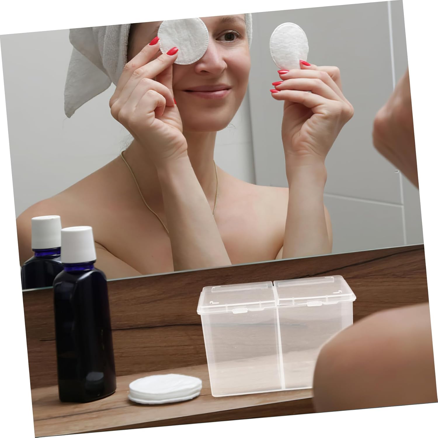 Cotton Pads Holder Case with 2 Compartments