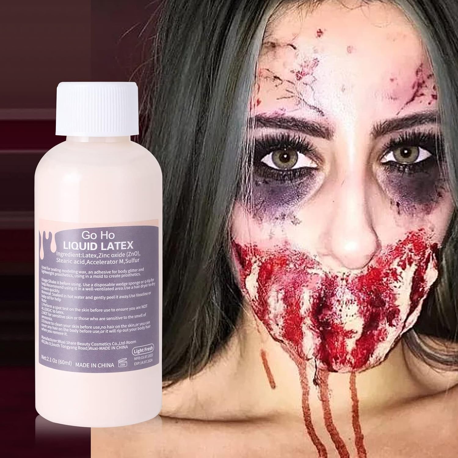 Go Ho Liquid Latex SFX Makeup 2 oz - Zombie Halloween Costume Body Paint