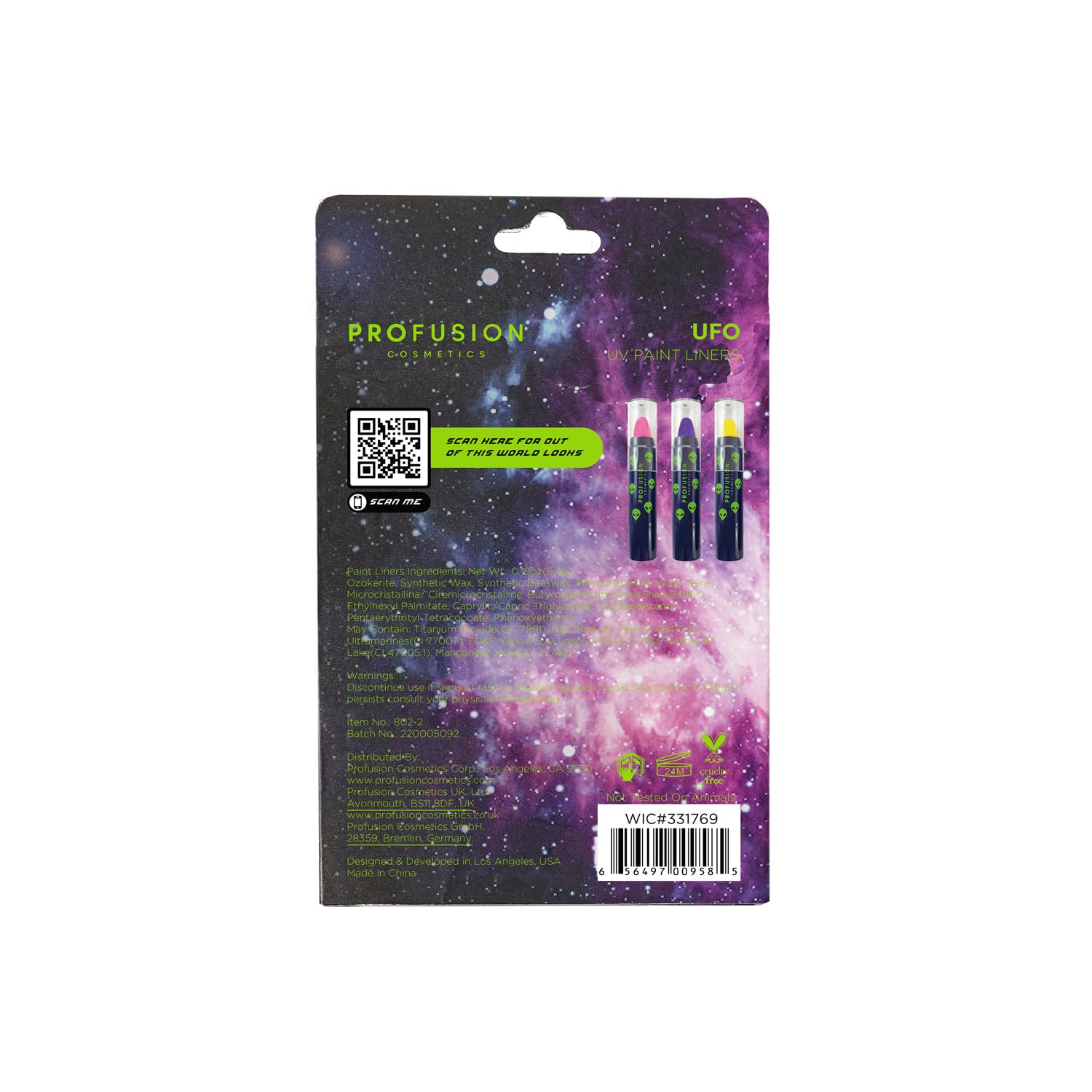Profusion Cosmetics UFO UV Face Paint Liner Stick Trio