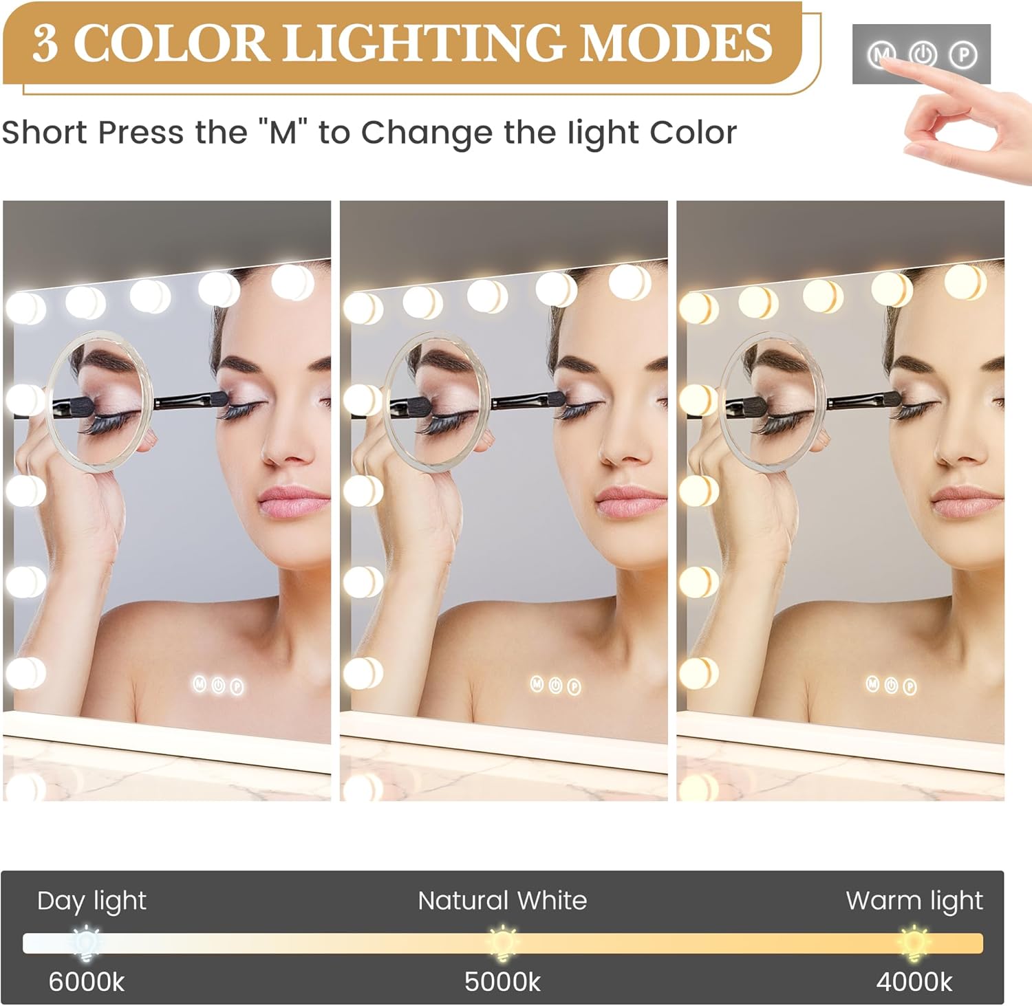 GAOMON 23x18 Vanity Mirror with Lights and 3X Magnification