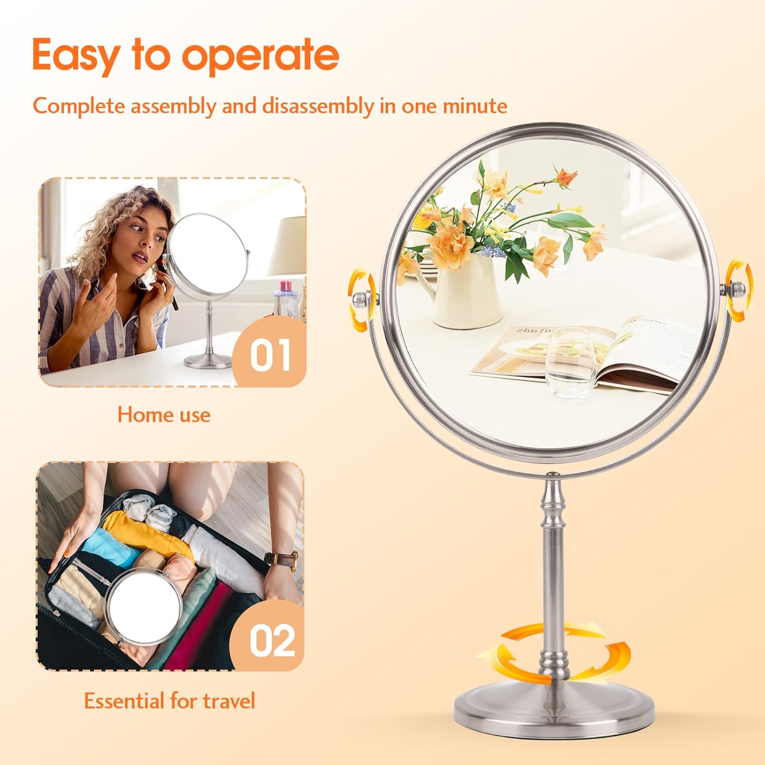 Ohotecy 8 Double-Sided Magnifying Mirror with 1X10X Magnification