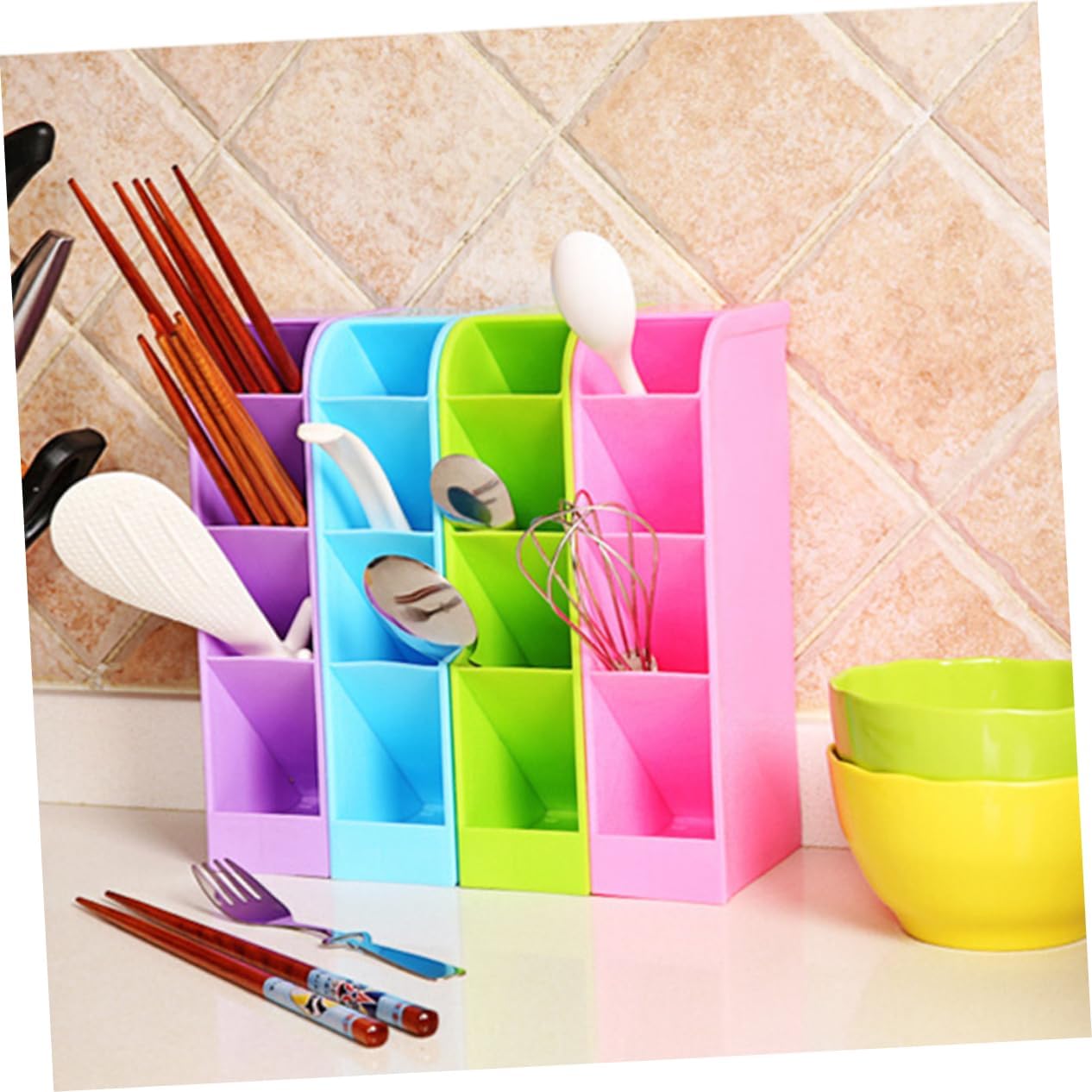 FOMIYES Desktop Makeup Organizer 4 Compartments Pp Material Case