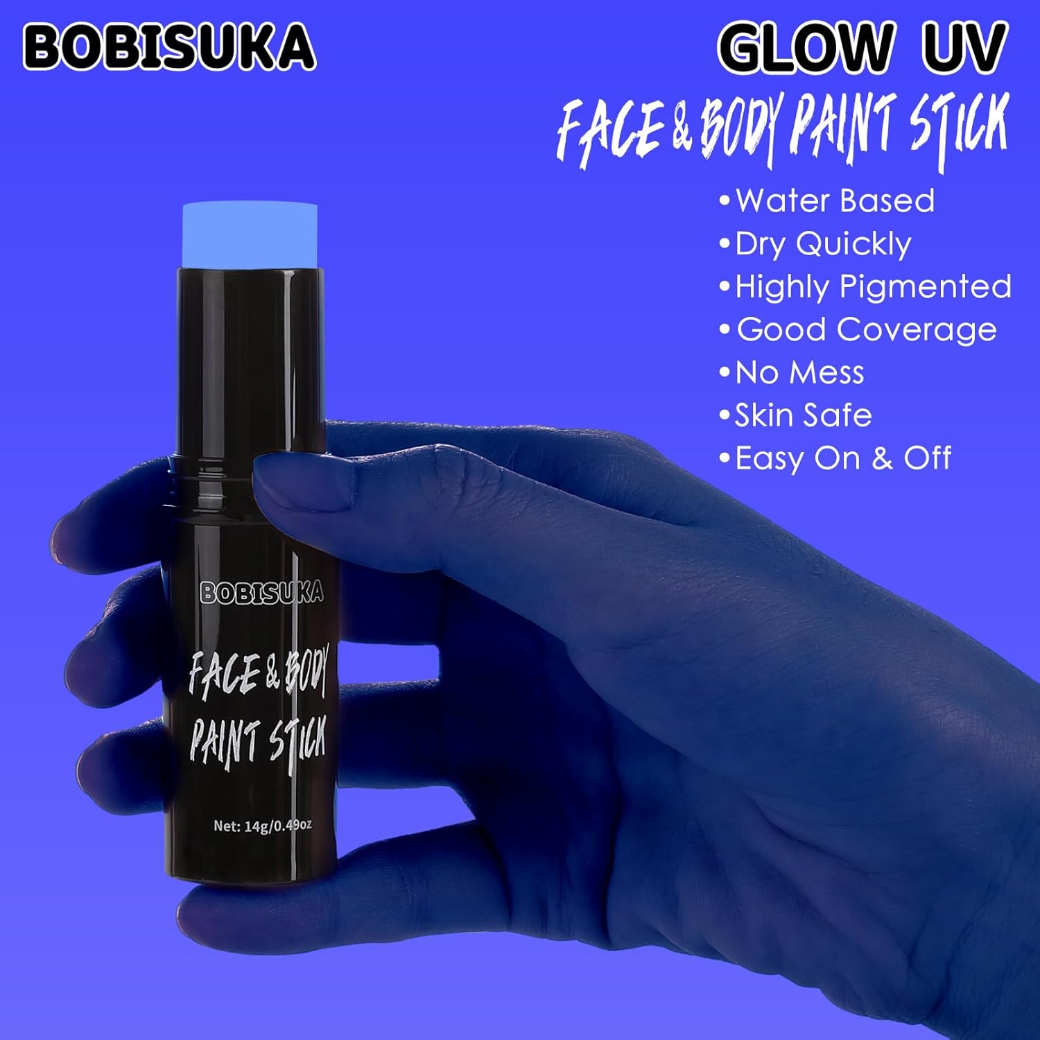 BOBISUKA Neon Blue UV Glow Body Paint Stick