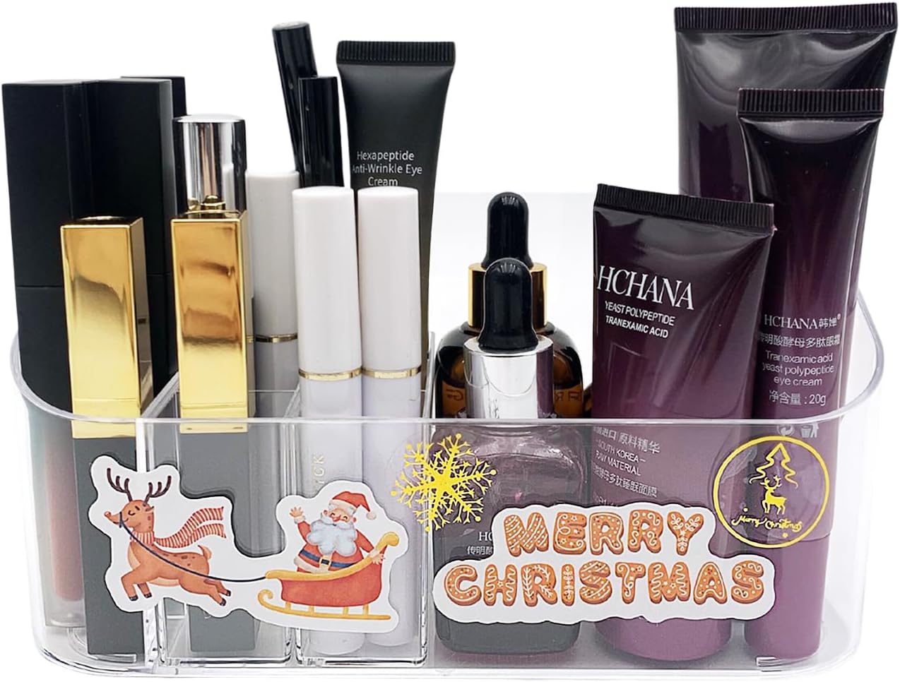 SUNFICON Cosmetic Display Case with Christmas Stickers 1