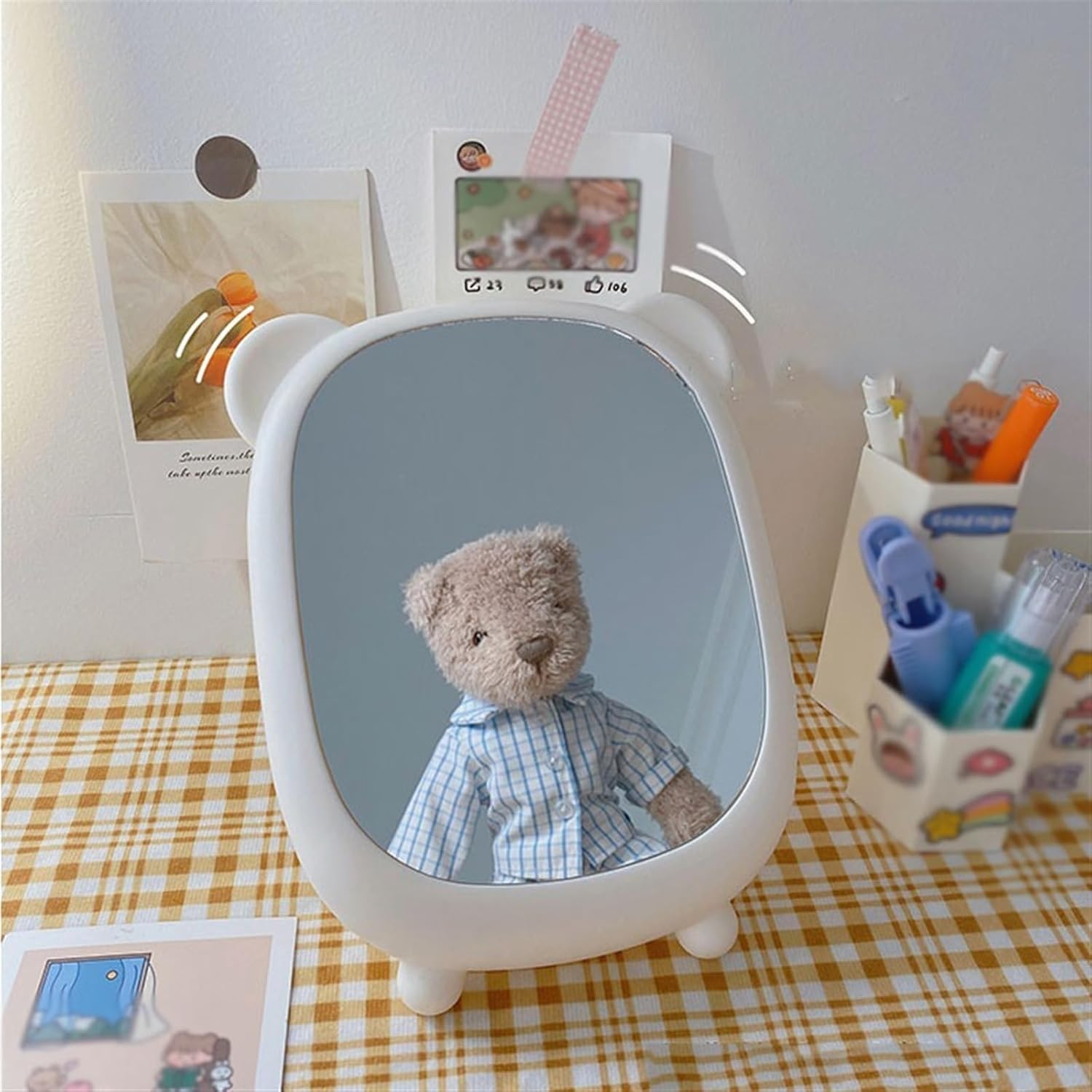 Cute Bear Makeup Mirror Wall and Desktop Mount