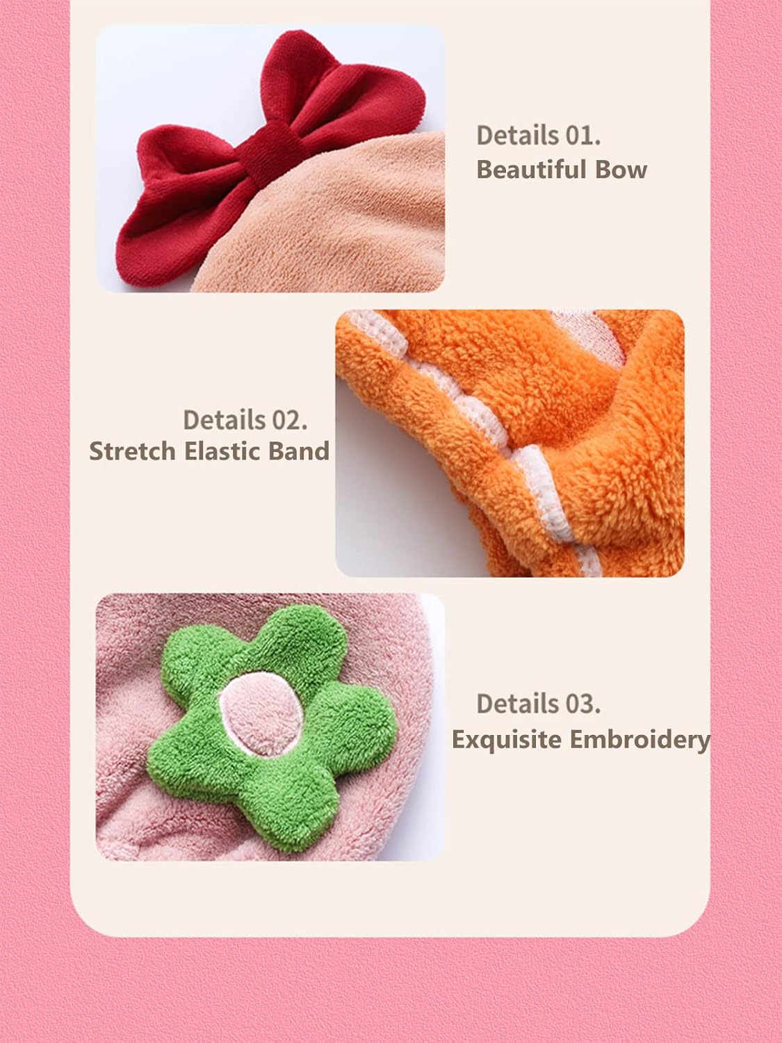 Foyadi Hair Drying Towel for Kids Girls with Cute Cartoon Design