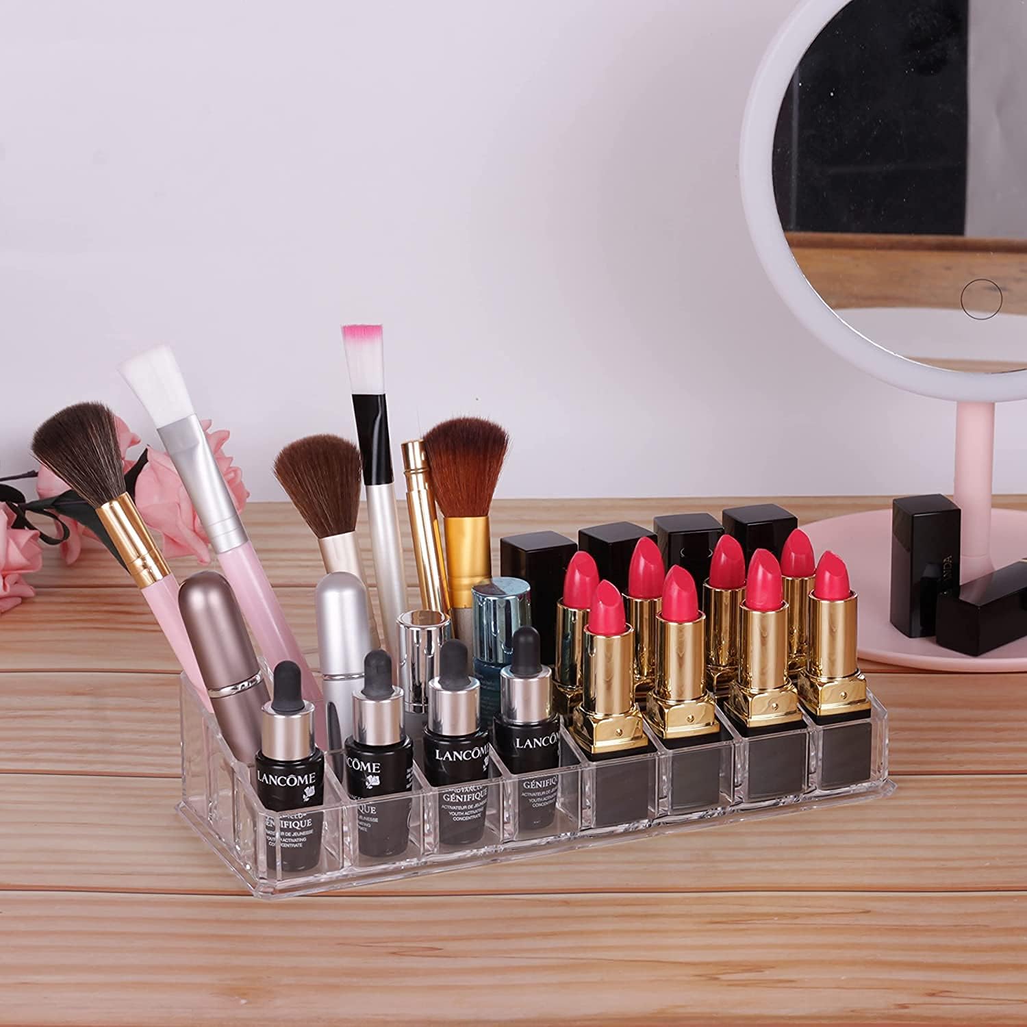 Clear Acrylic Lipstick Organizer with 24 Slots