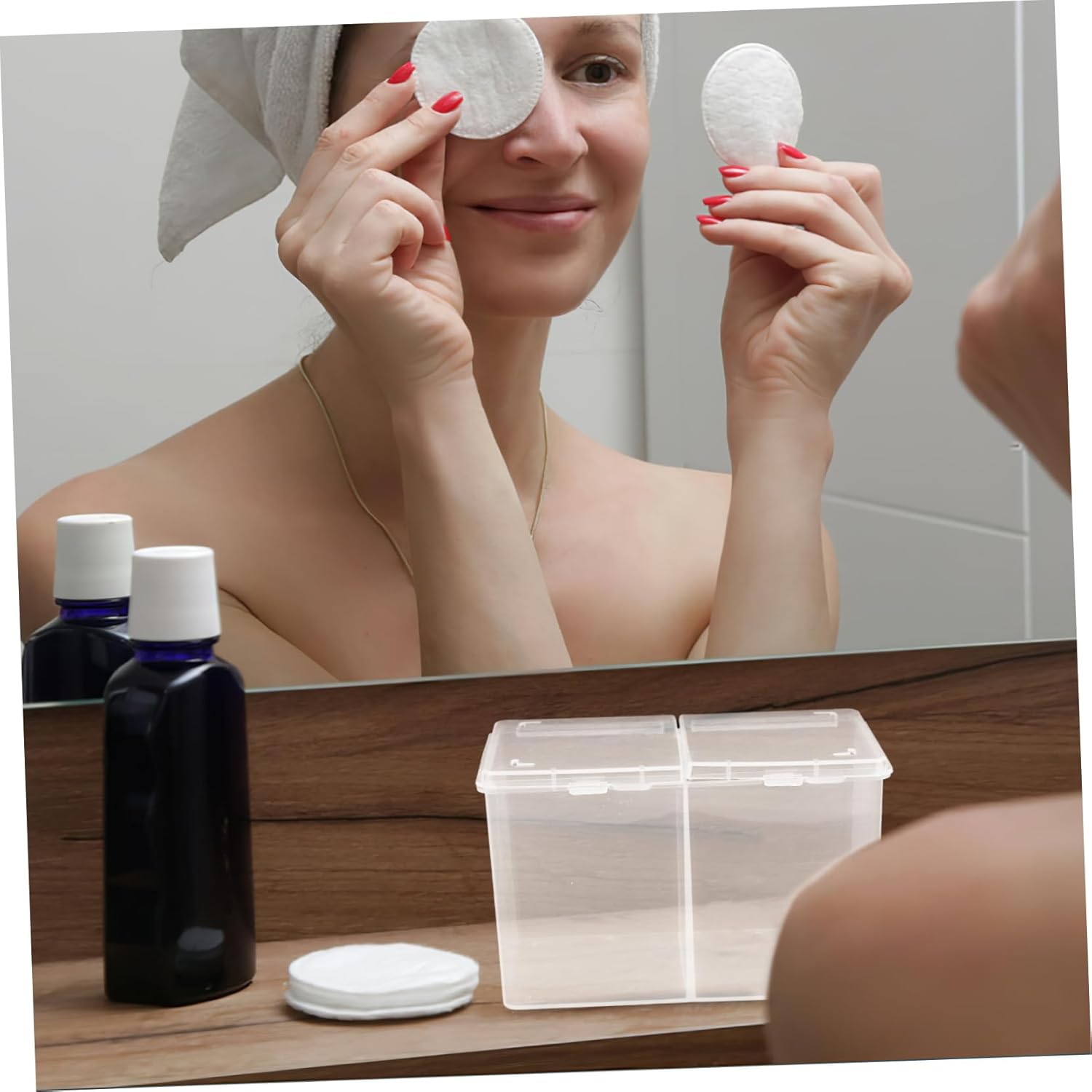 VALICLUD Cotton Pads Storage Box with Compartment