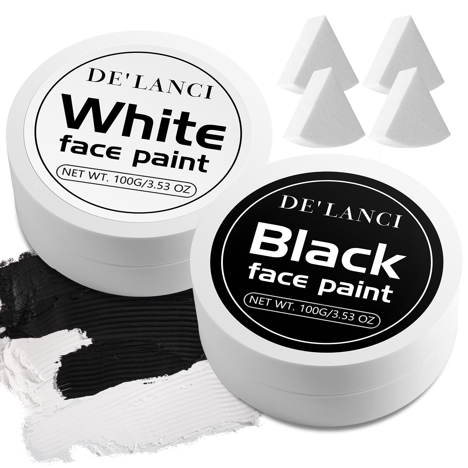 Oygcee Black White Body Paint Makeup Kit for Halloween SFX