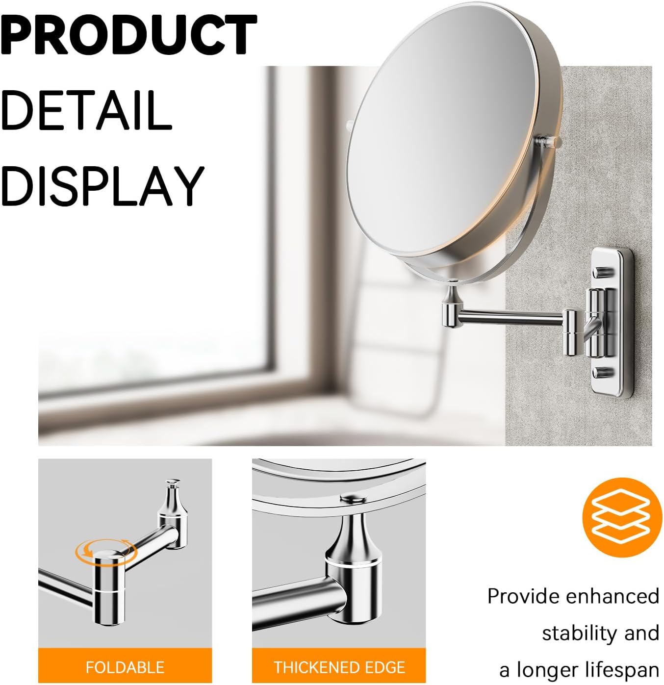 Auxmir 1X20X Double-Sided Wall Mirror with Tweezers 1