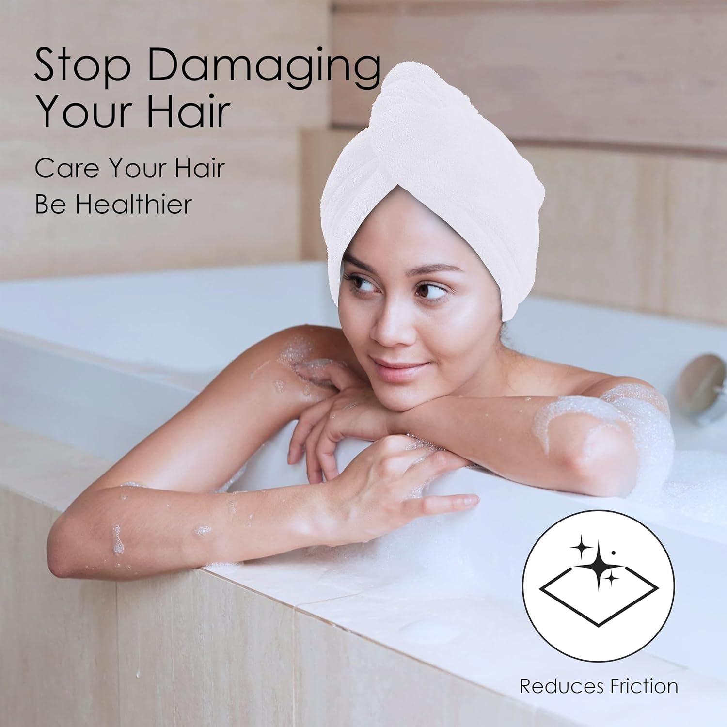 TENSTARS 5 Pack Microfiber Hair Towel Wrap with Elastic Loop Design