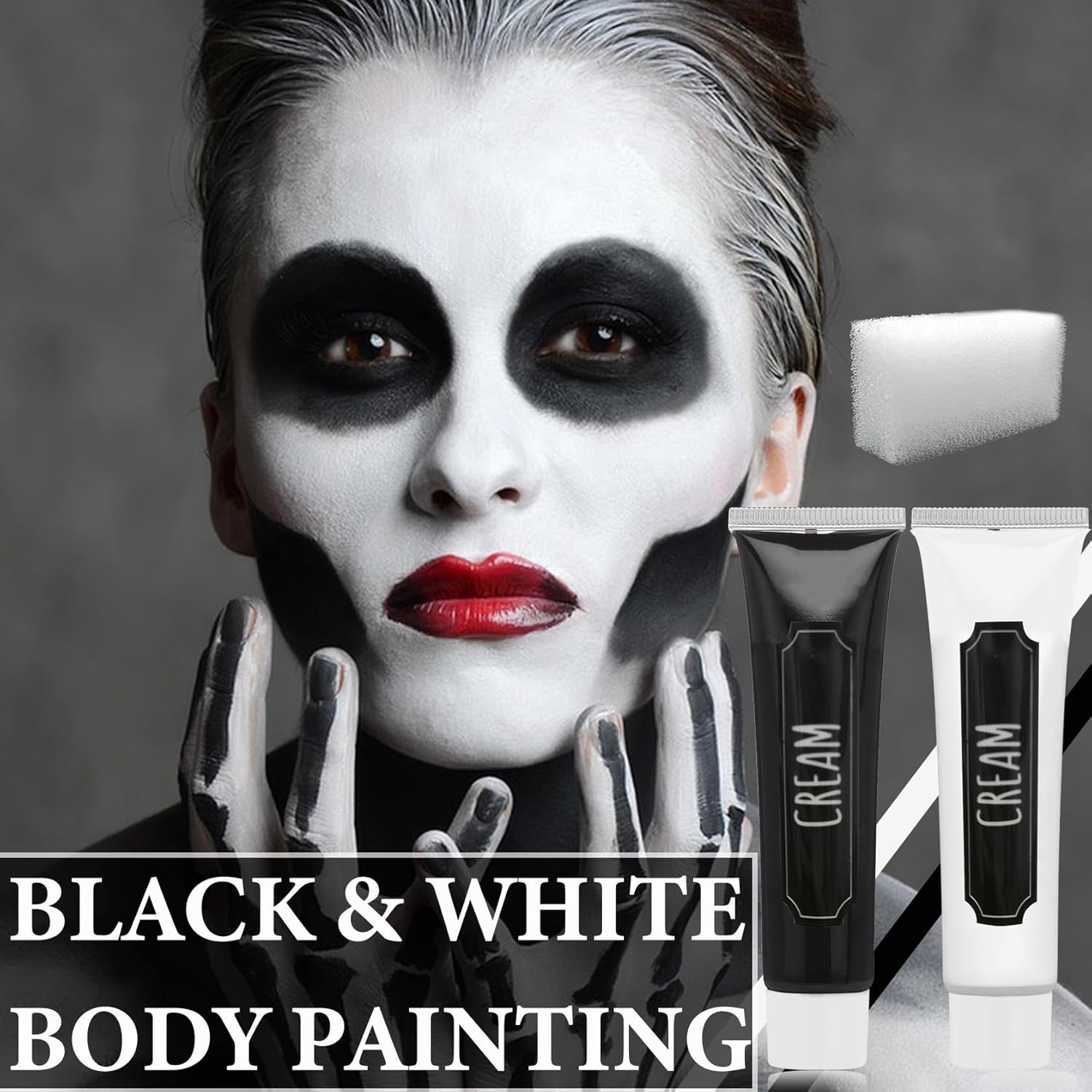 Halloween Face Paint Kit Black White Body Paint SFX Makeup