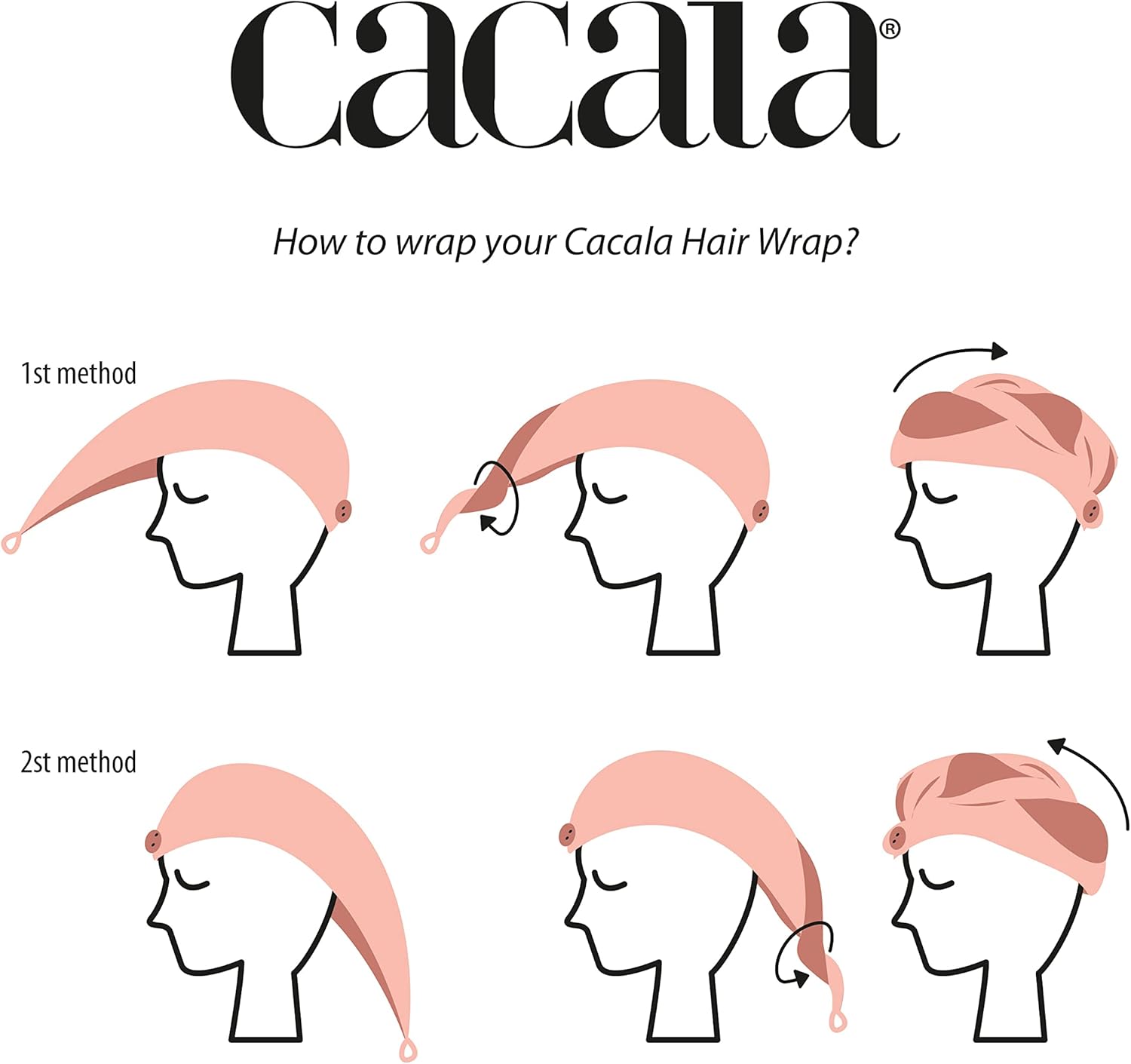 CACALA Terry Cloth Shower Cap for Women 3pcs Set