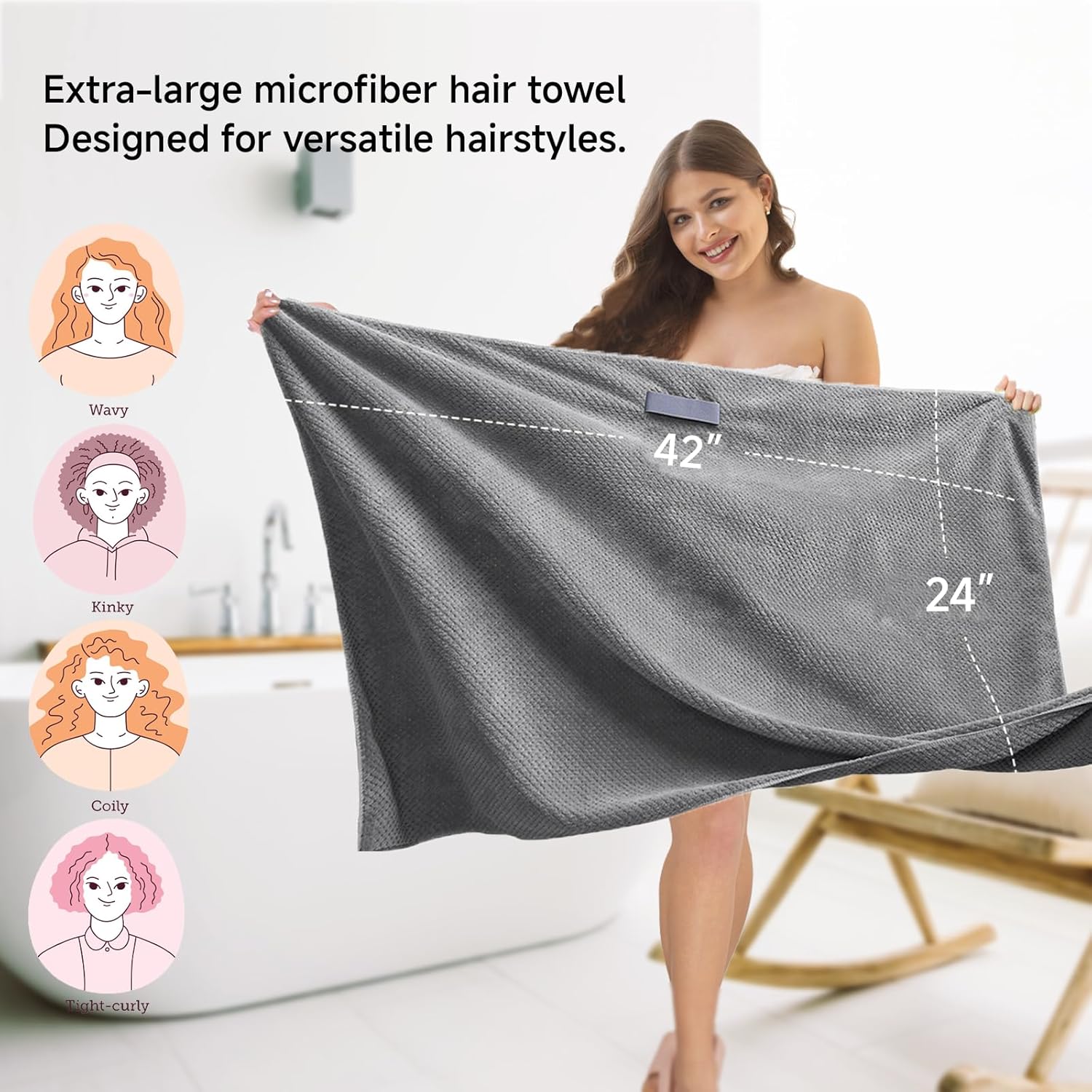 Netcken Extra Large Microfiber Hair Towel for Women