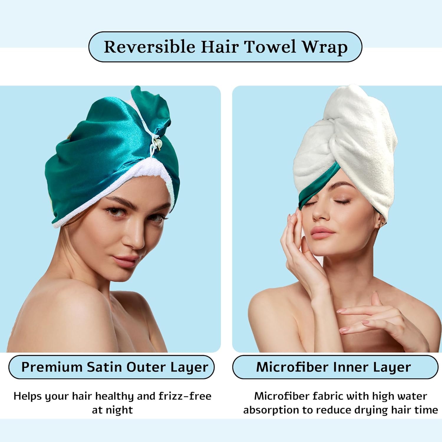 Chloven Satin Microfiber Hair Wrap - Anti Frizz Lightweight Quick Drying