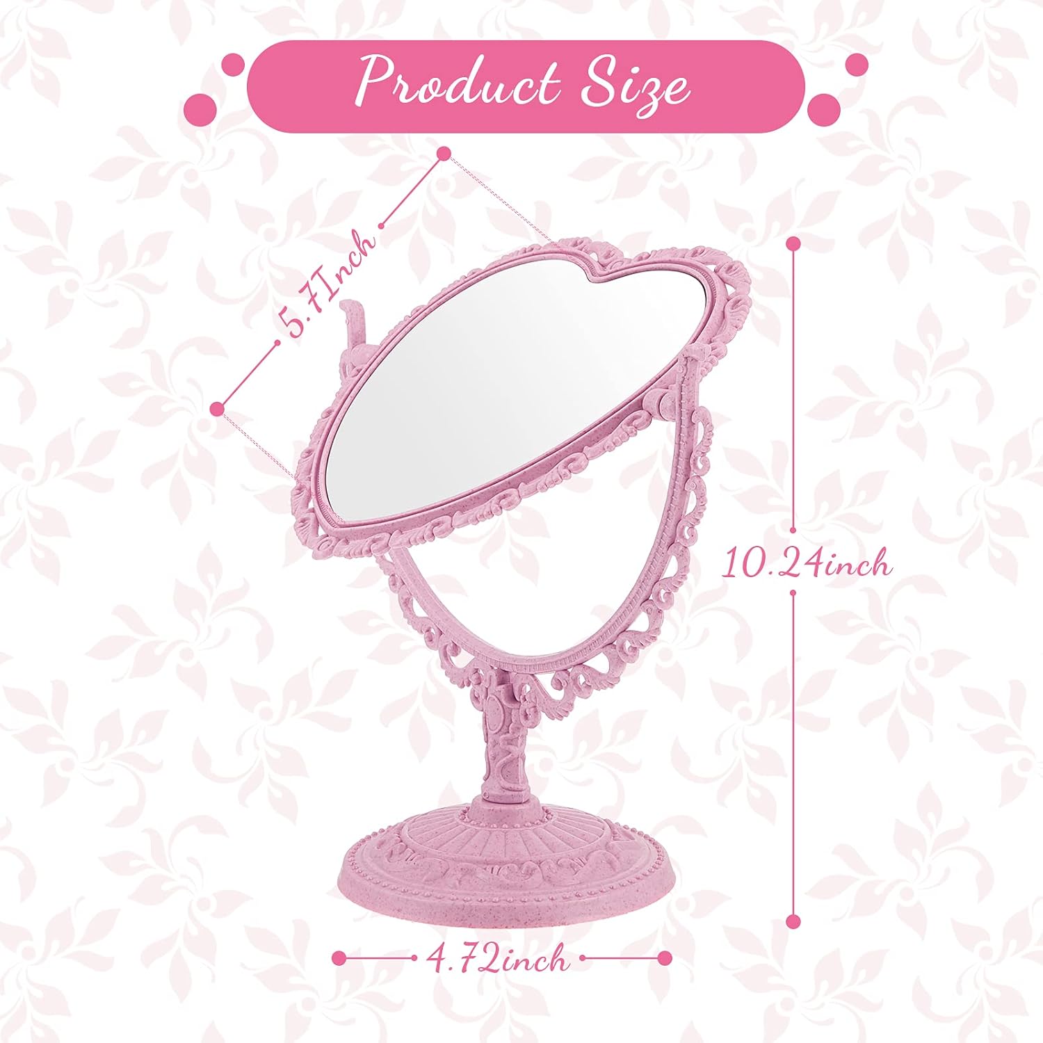 CHENGU Heart-Shaped Mirror 8 Combs Hair Styling Set Pink