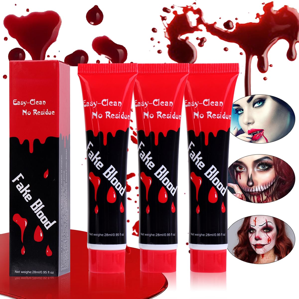 Wenrny Halloween Blood Makeup Kit 3 Pcs