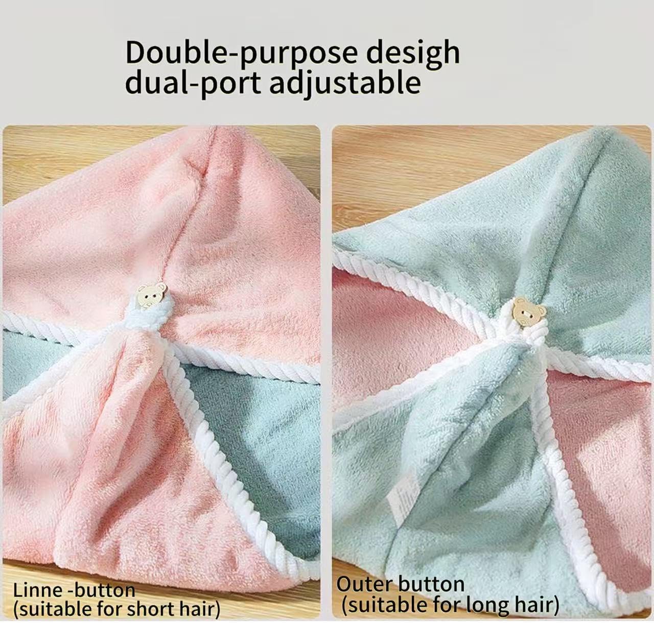 XPZKAIYUE Microfiber Hair Towel Wrap for Women and Kids Pink Green