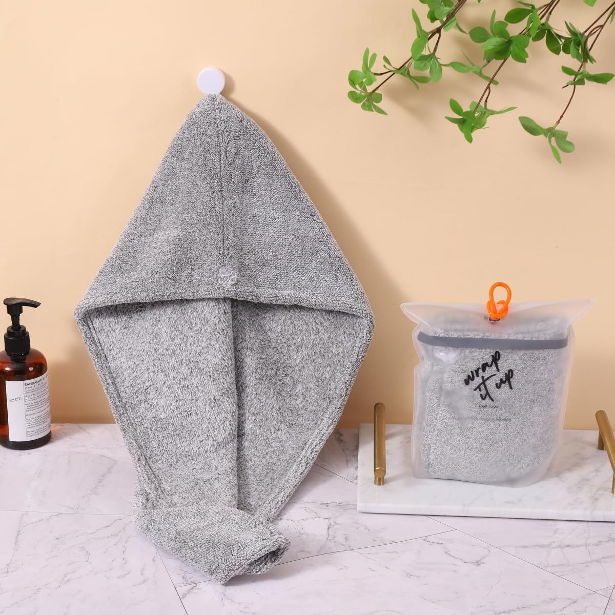BAWYU 2 Pack Microfiber Hair Towel Wrap